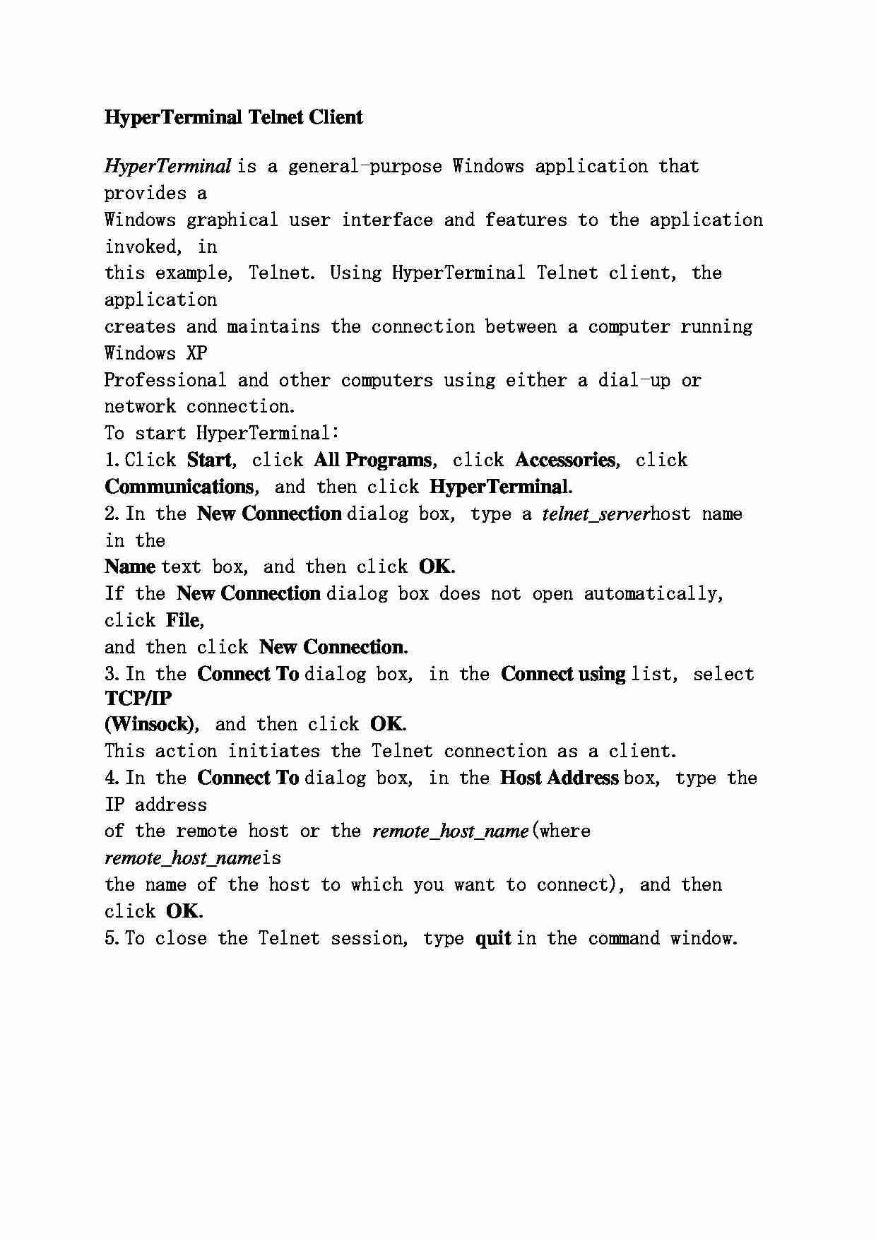 HyperTerminal Telnet Client - strona 1