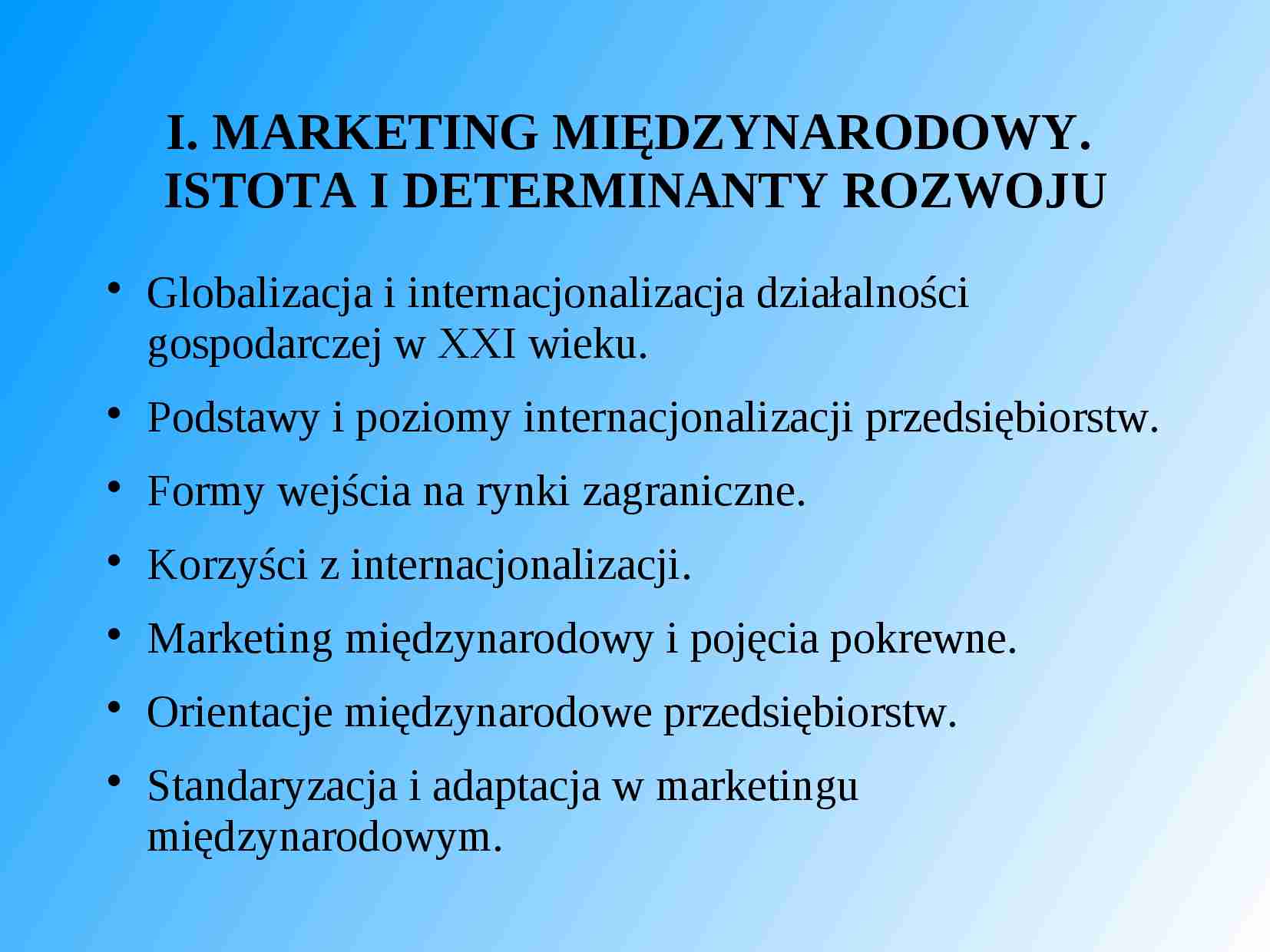 Marketing globalny - prezentacja - strona 1
