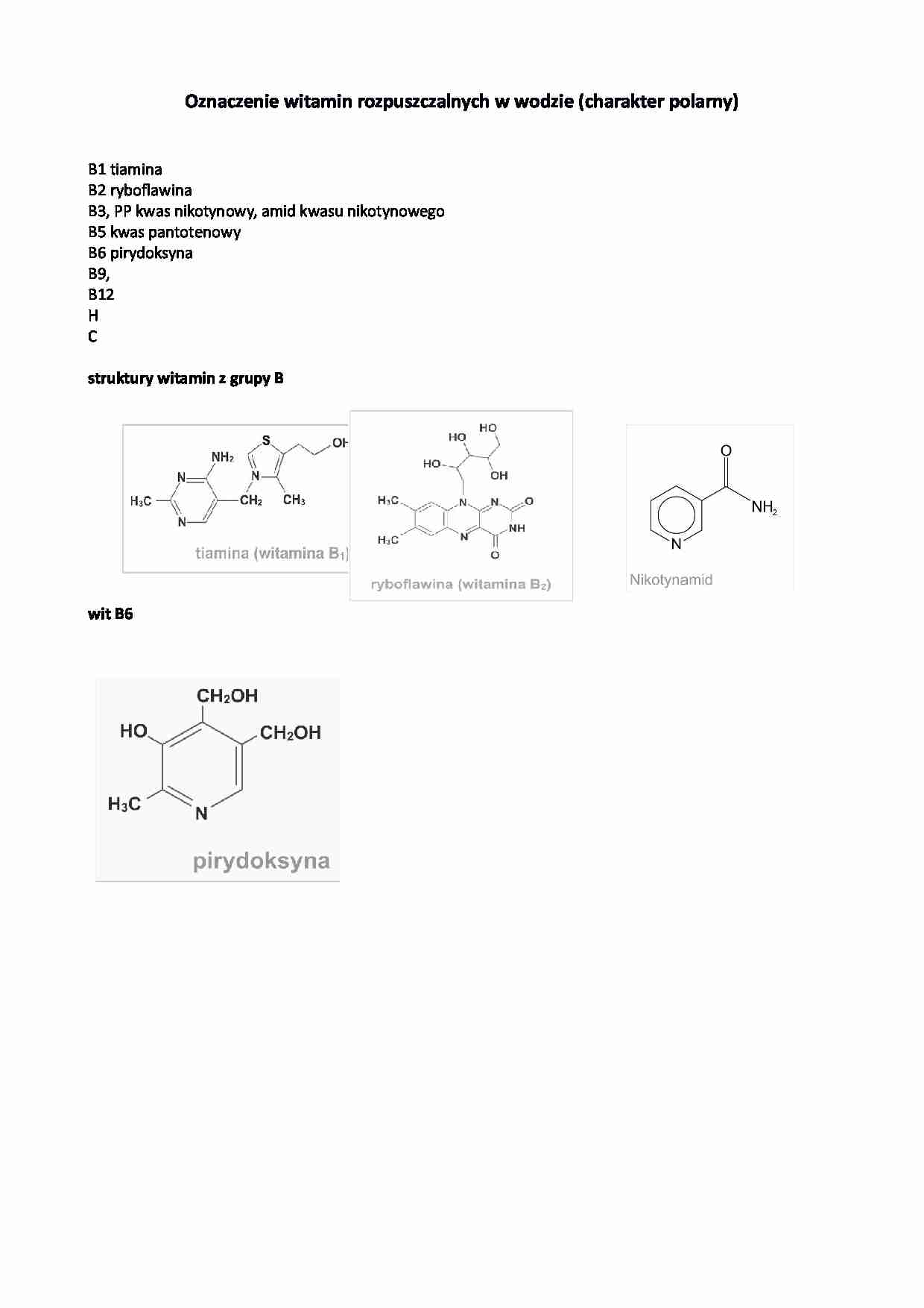 Oznaczenie witamin rozpuszczalnych w wodzie - wykład - strona 1