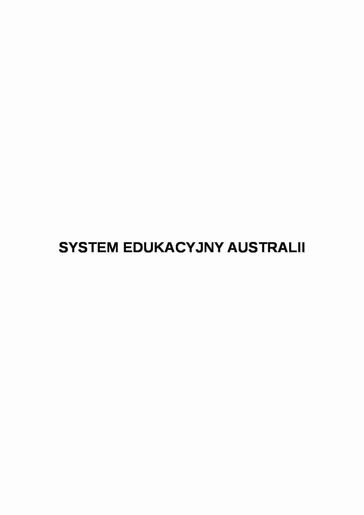SYSTEM EDUKACYJNY AUSTRALII- pedagogika - strona 1