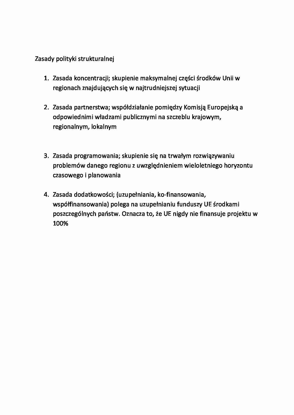 Zasady polityki strukturalnej -opracowanie - strona 1