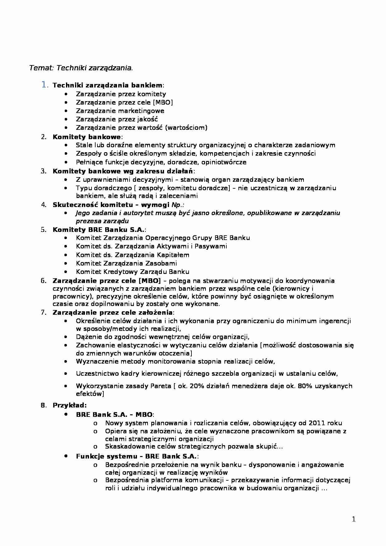 Techniki zarządzania-opracowanie - strona 1