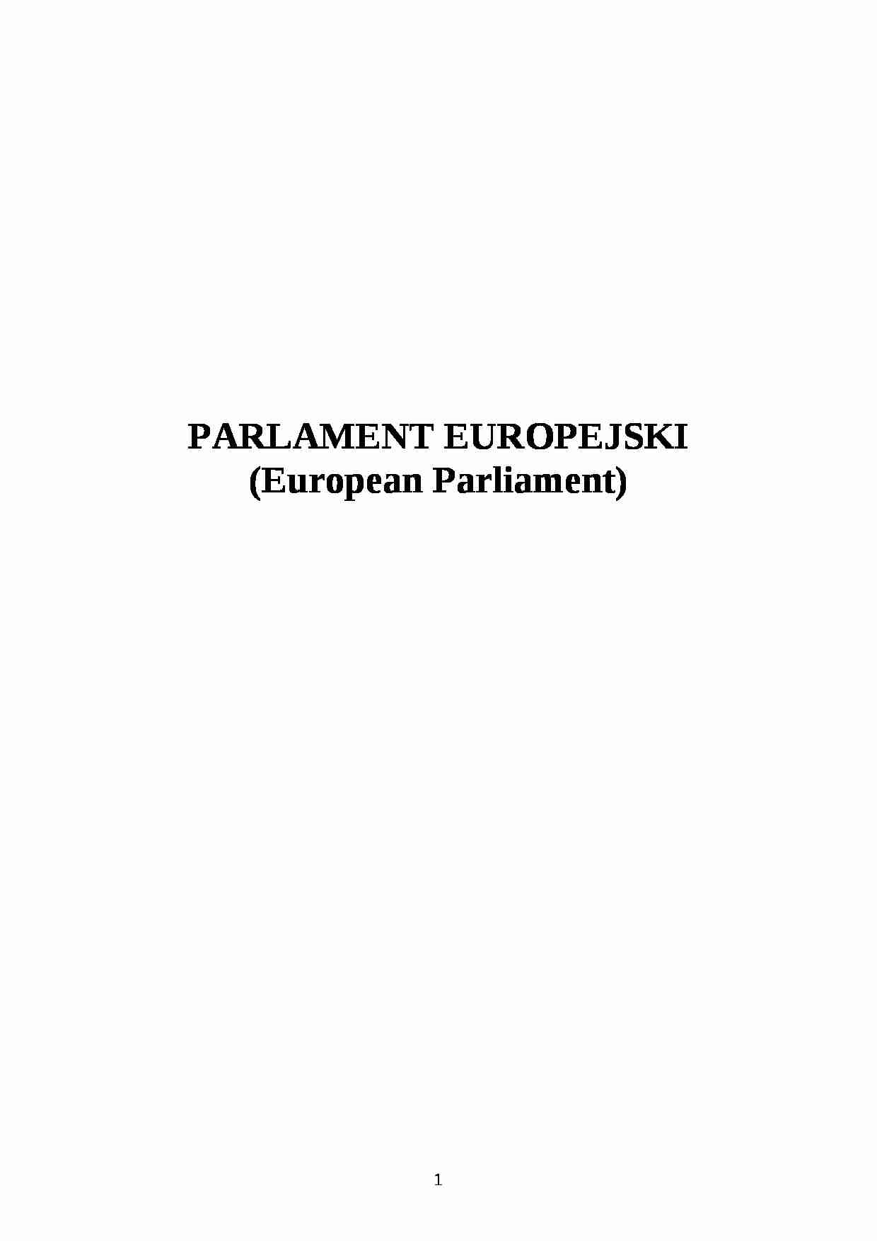Parlament Europejski - omówienie. - strona 1