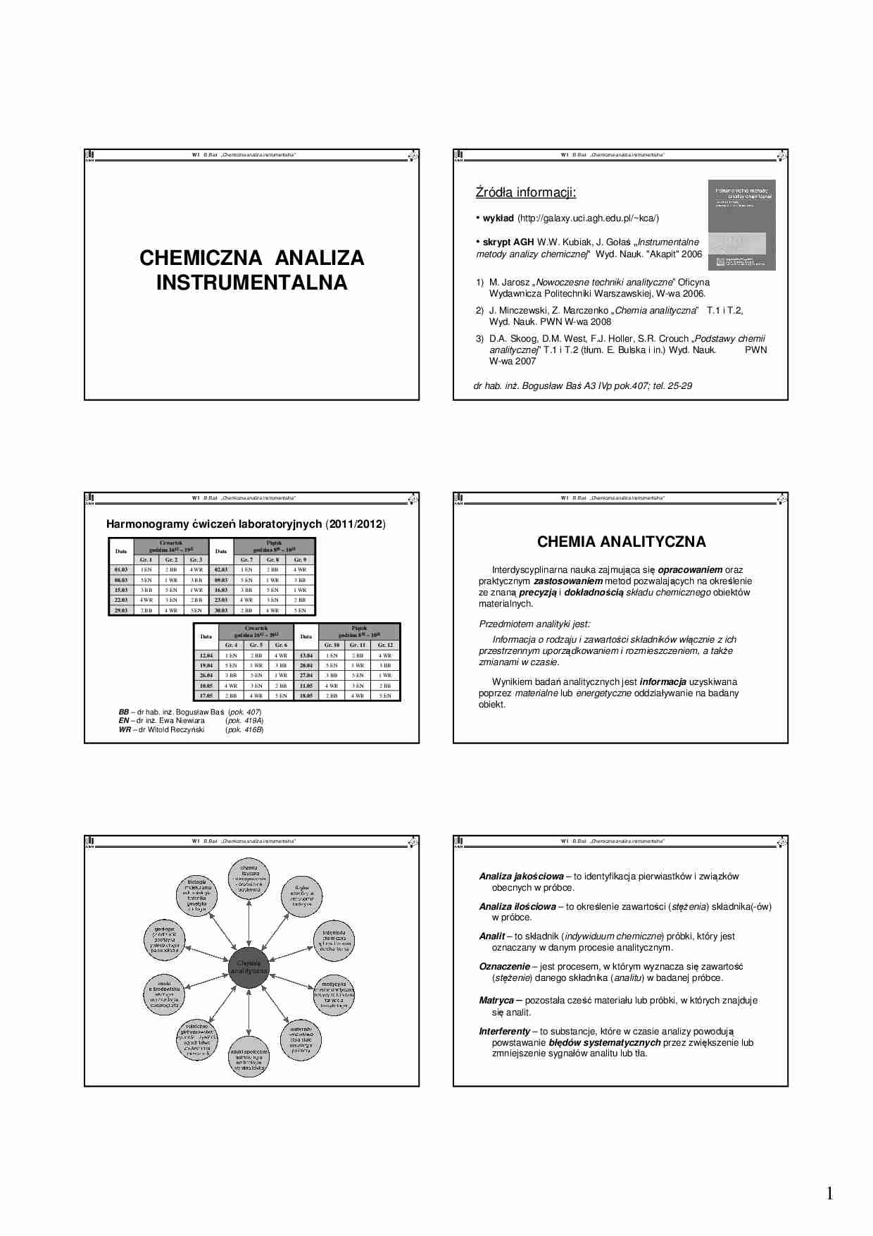 chemiczna analiza - wykład - strona 1