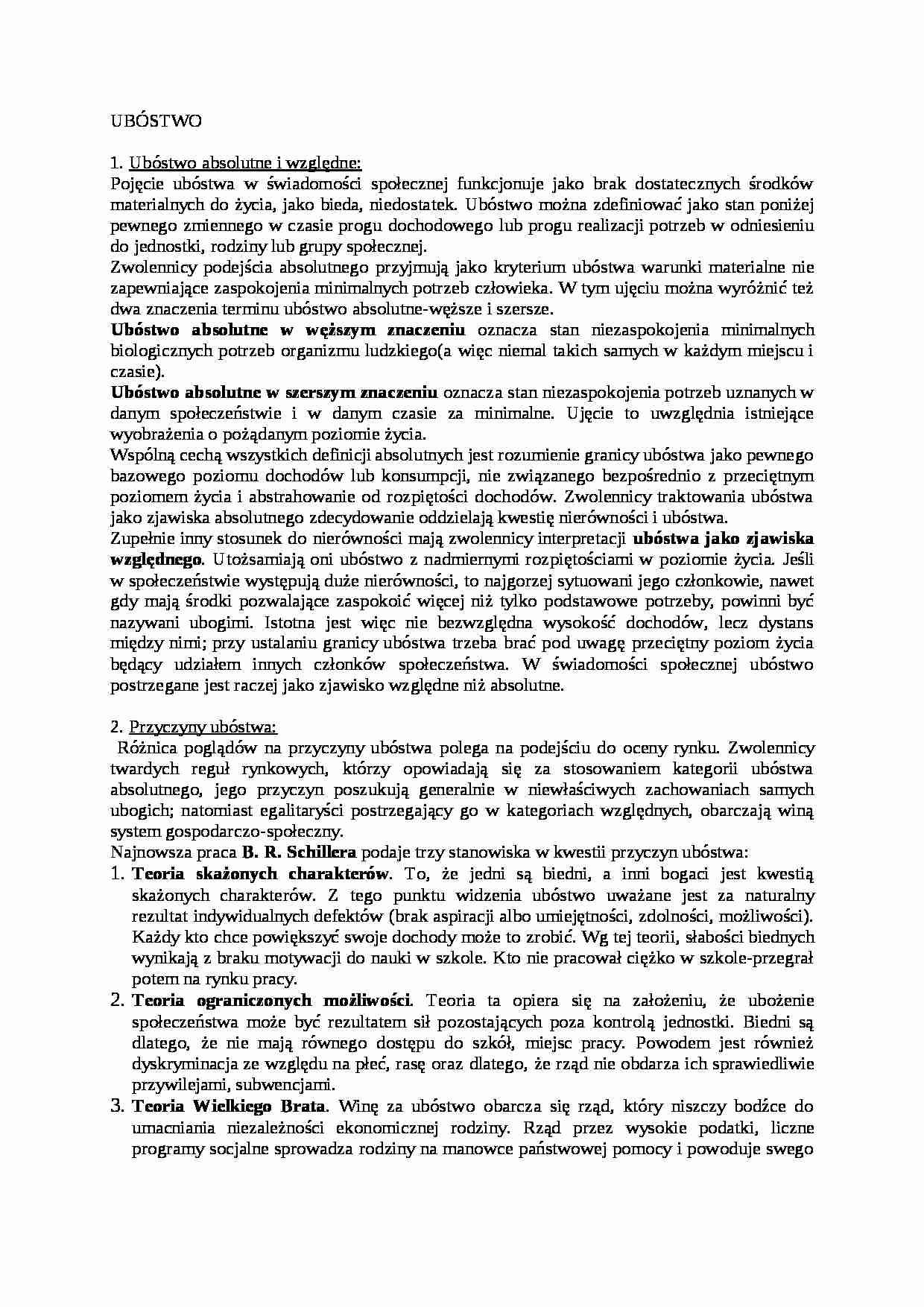 UBÓSTWO- pedagogika - strona 1