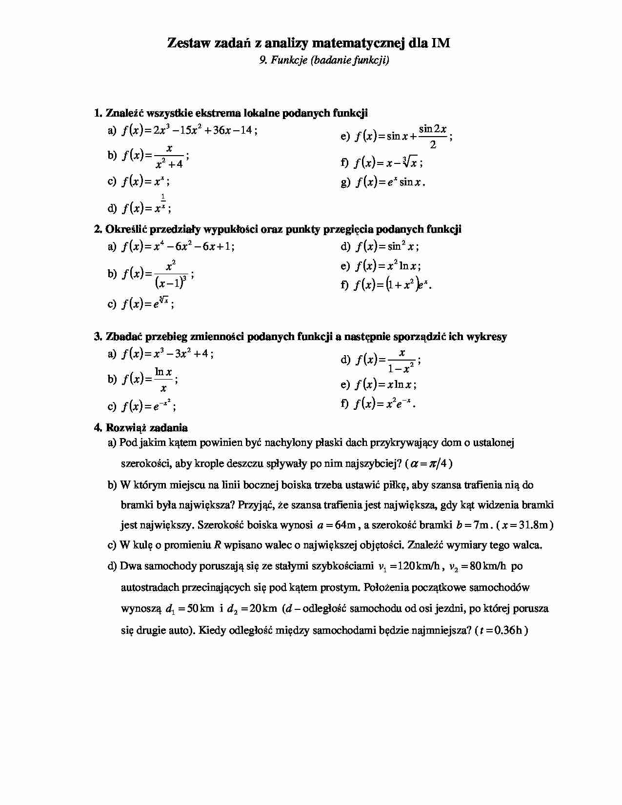 Badanie funkcji - omówienie - analiza matematyczna - strona 1