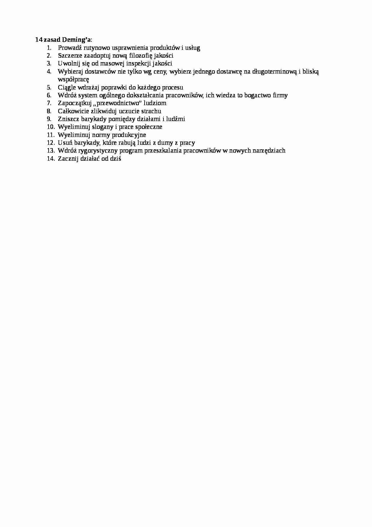 14 zasad Deming’a-opracowanie - strona 1