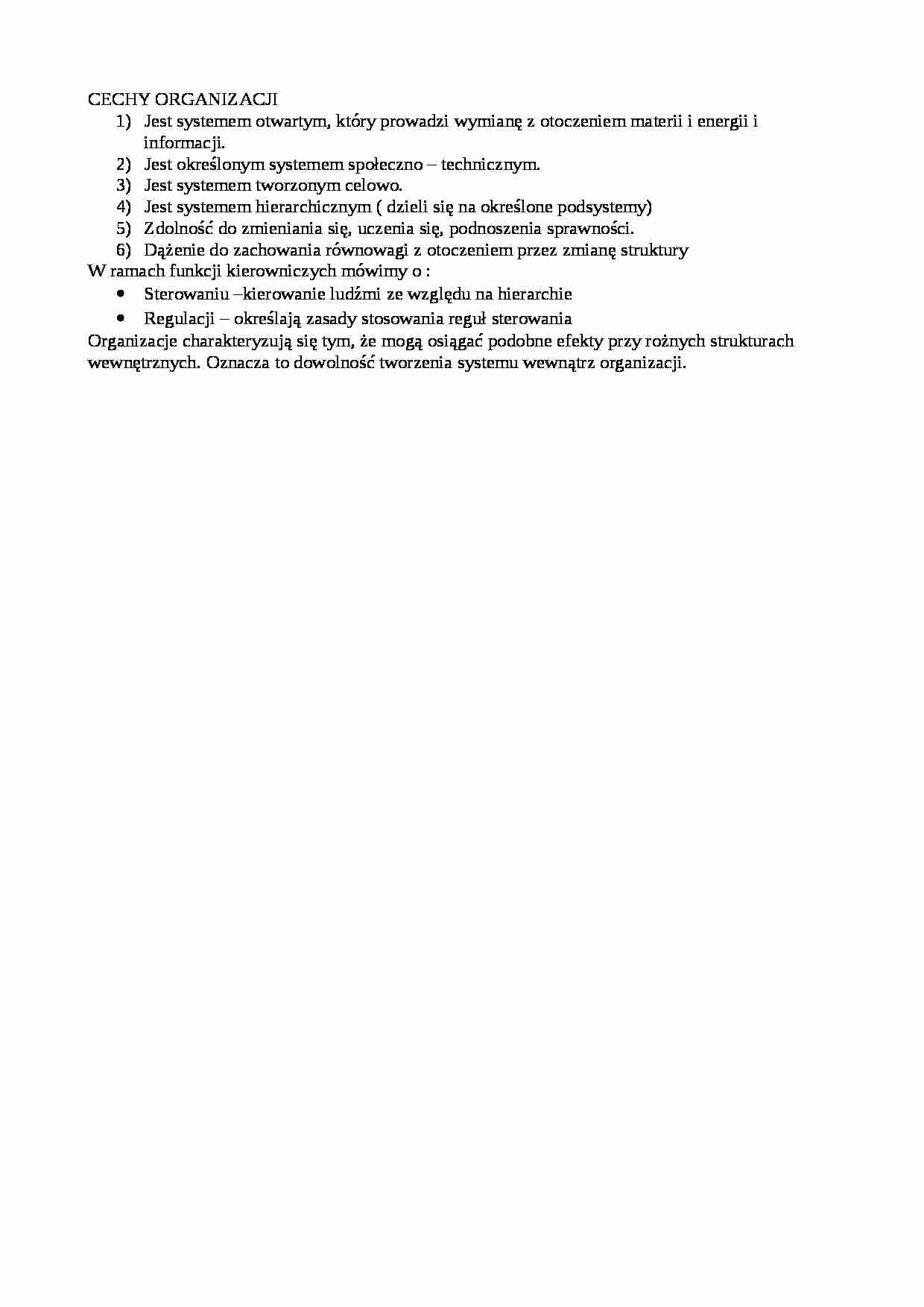 Cechy organizacji-opracowanie - strona 1