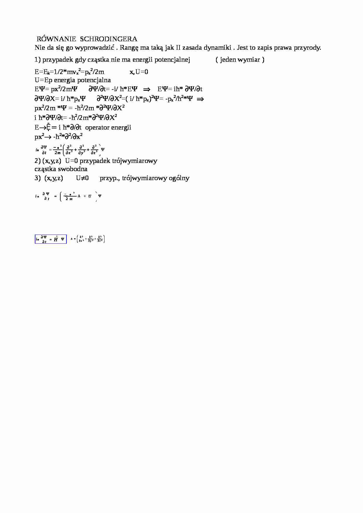 Równanie Schrodingera-opracowanie - strona 1