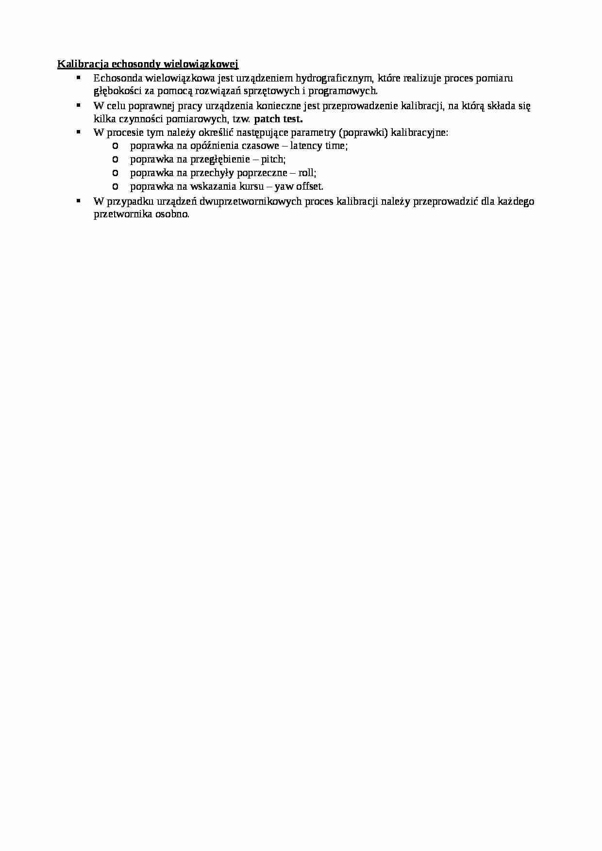 Kalibracja echosondy wielowiązkowej-opracowanie - strona 1