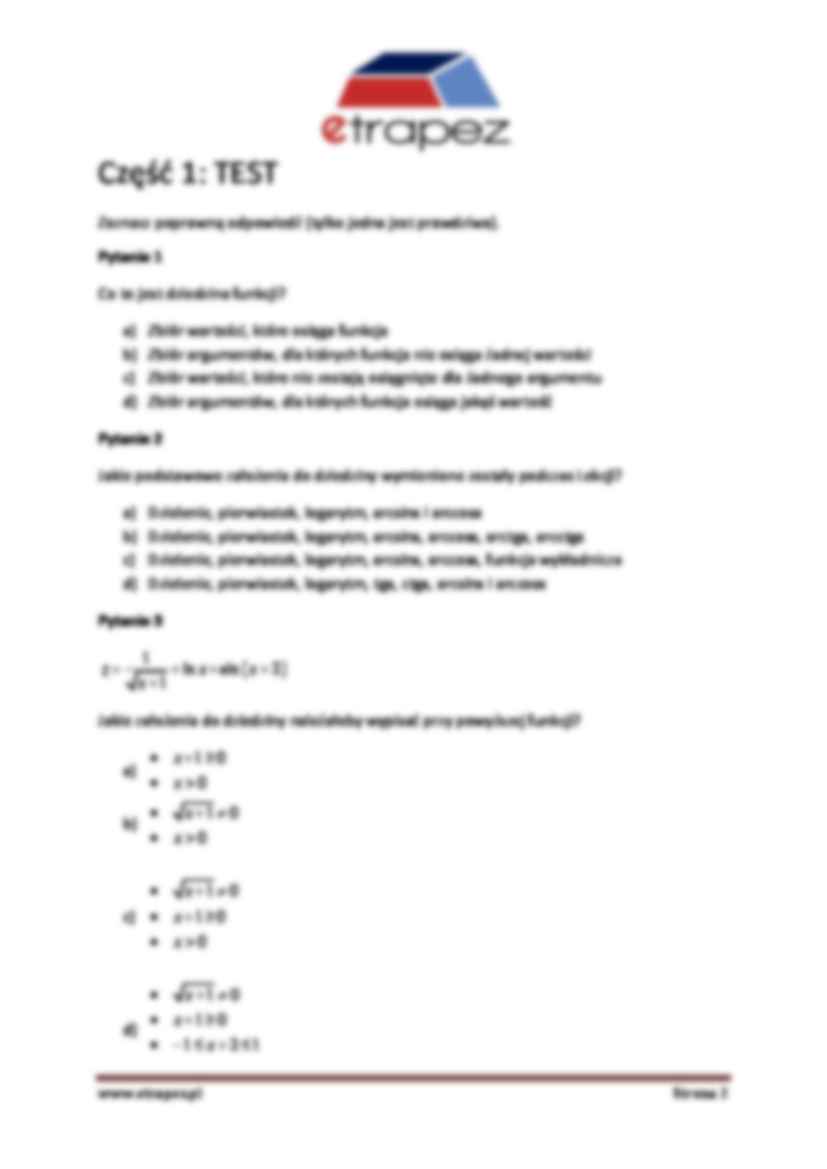 Dziedziny funkcji  - zadania - strona 2