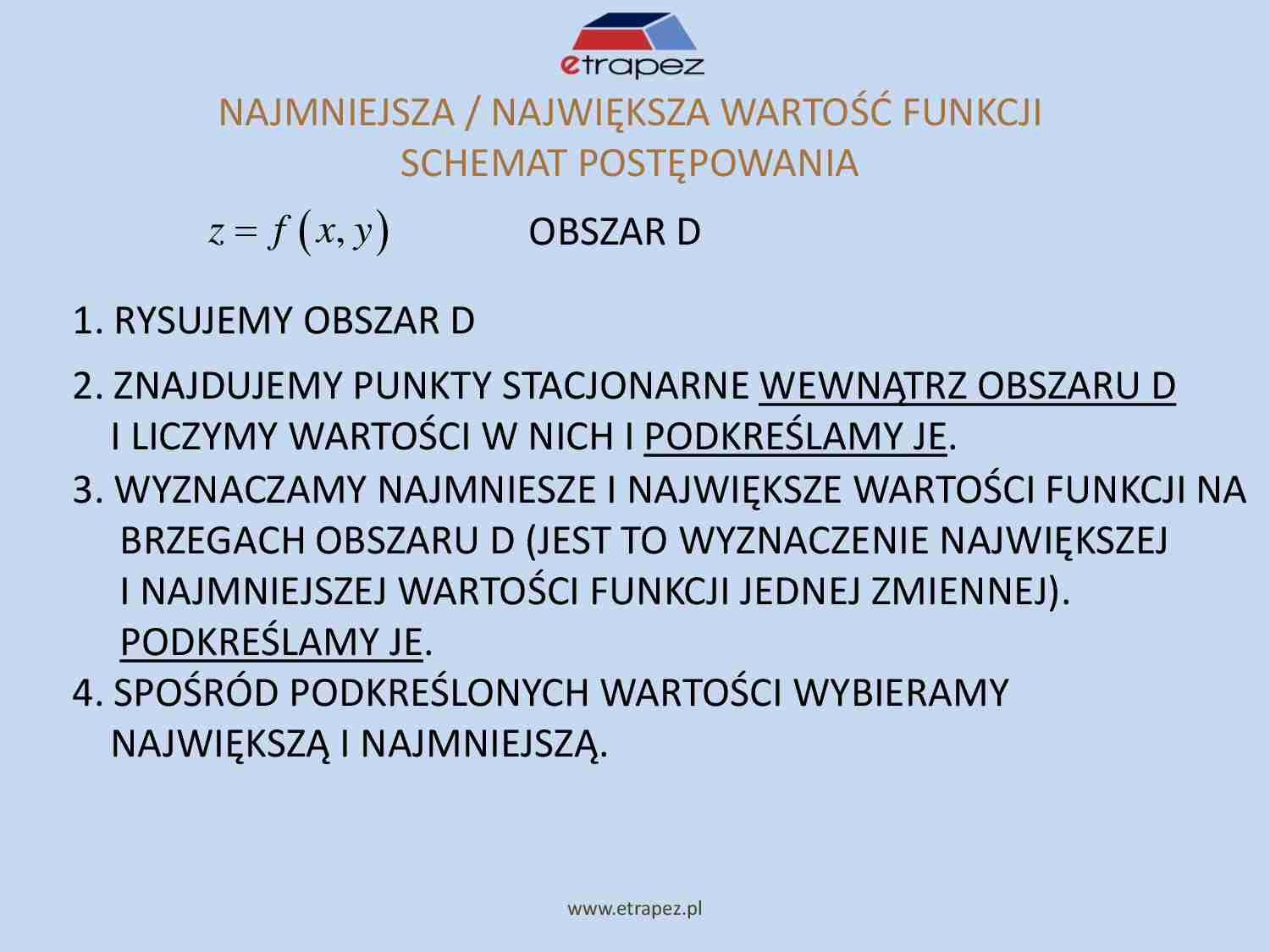 Najmniejsza i najwieksza wartość funkcji - wzory - strona 1