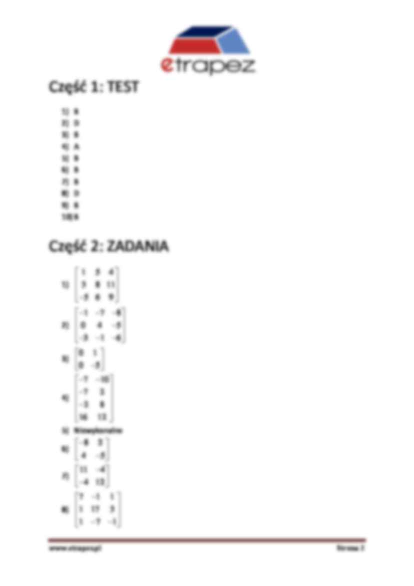 Podstawowe działania na macierzach - omówienie - strona 2