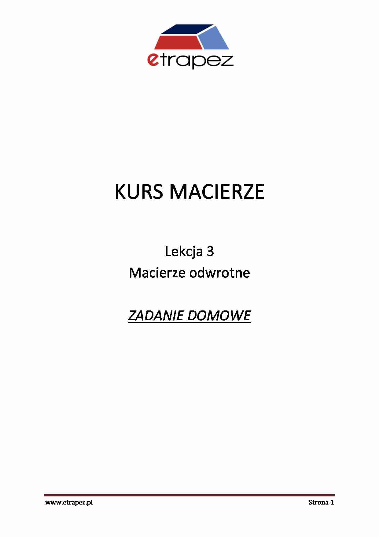 Macierze odwrotne - zadania - strona 1