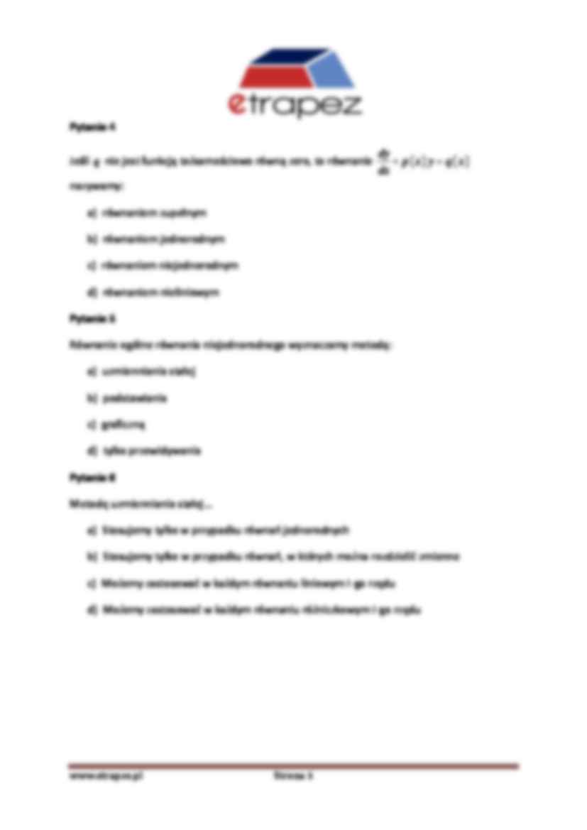 Równania liniowe I rzedu (2) -zadania - strona 3