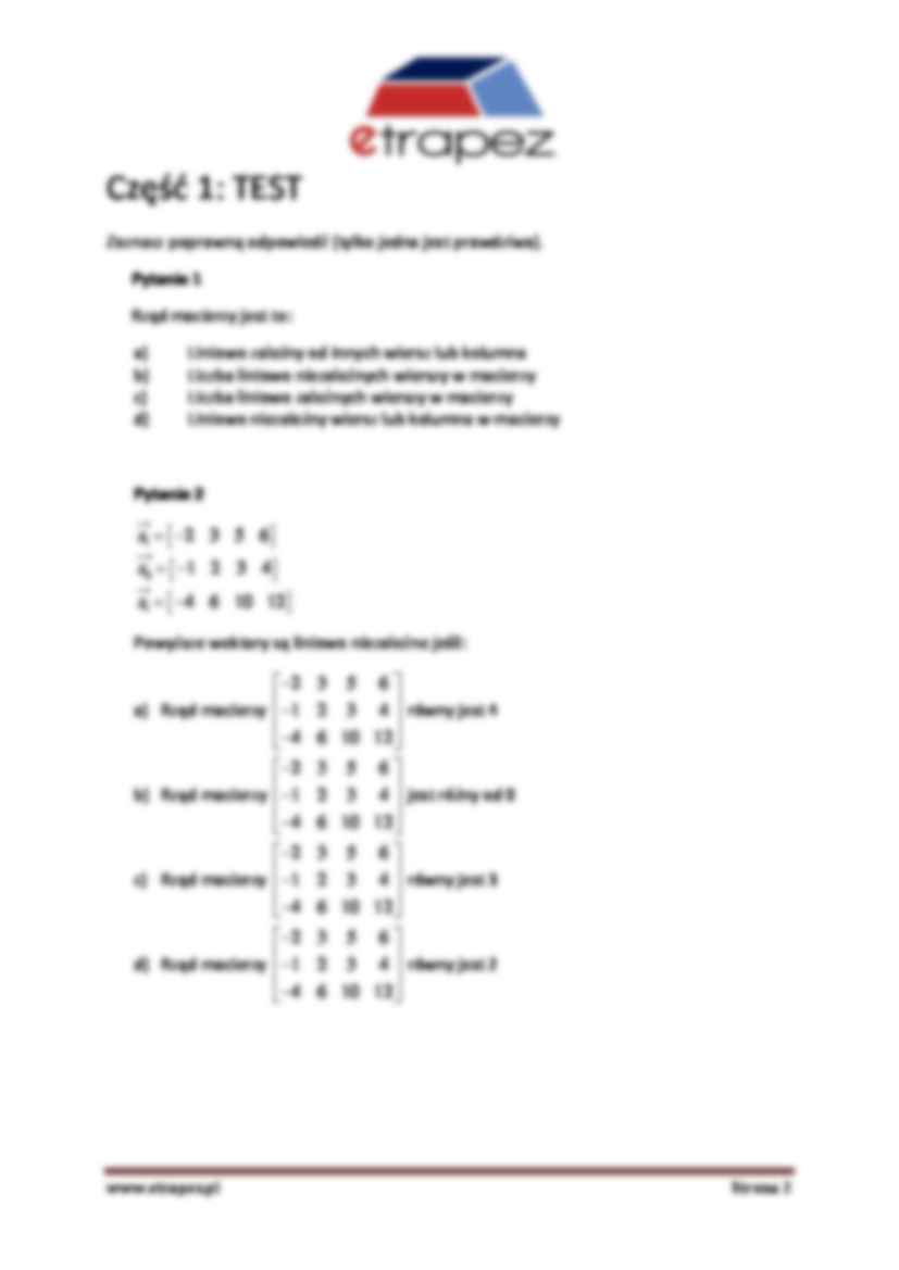 Rzędy macierzy - zadania - strona 2