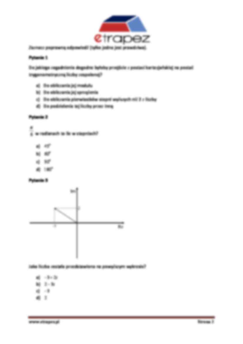 Zadania z postaci trygonometrycznej - omówienie - strona 2