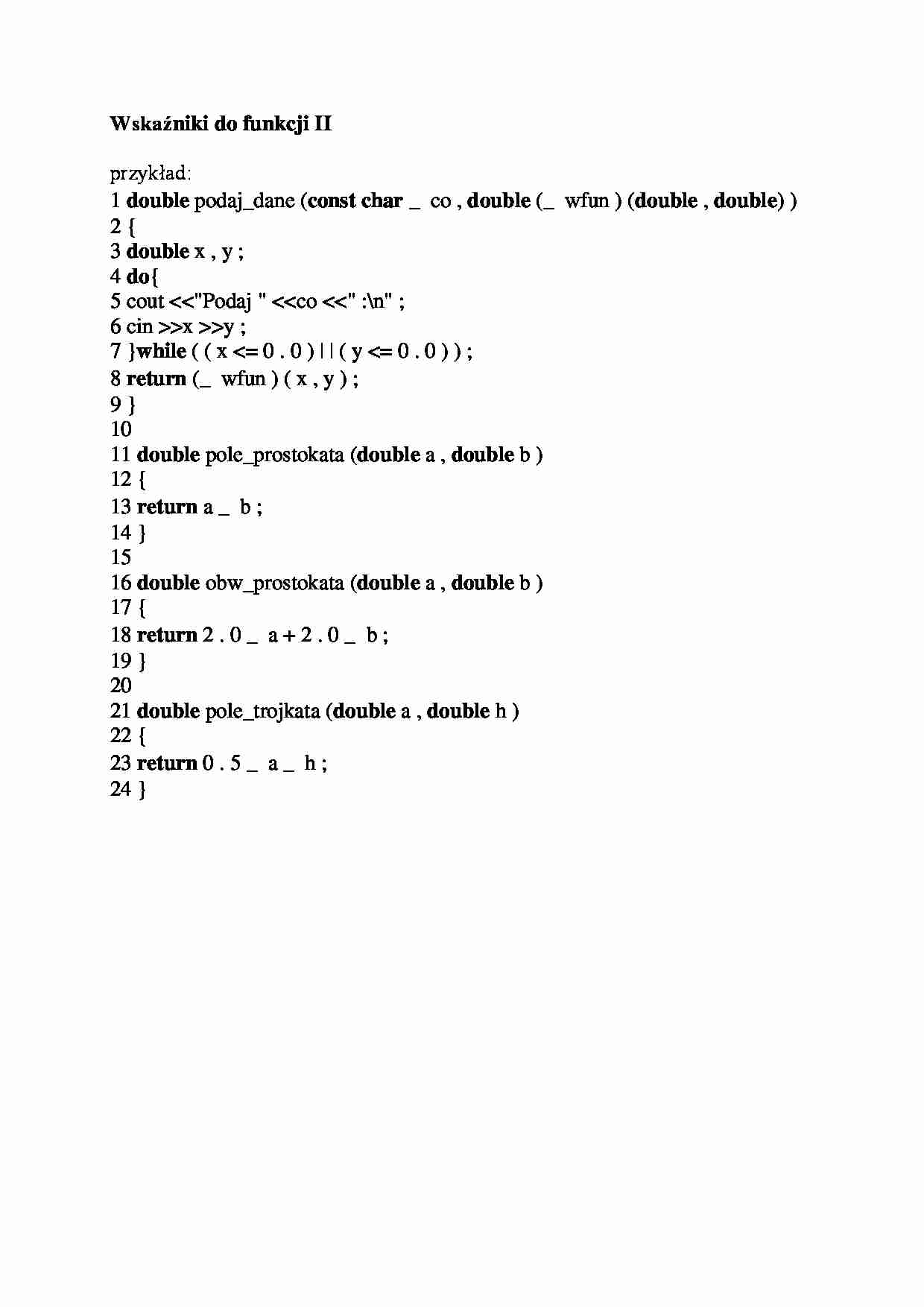 Wskaźniki do funkcji II-opracowanie - strona 1