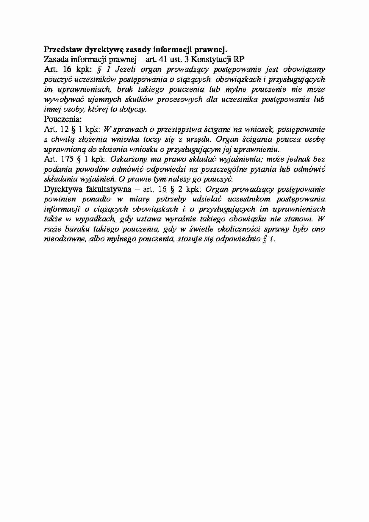 Dyrektywa zasady informacji prawnej-opracowanie - strona 1