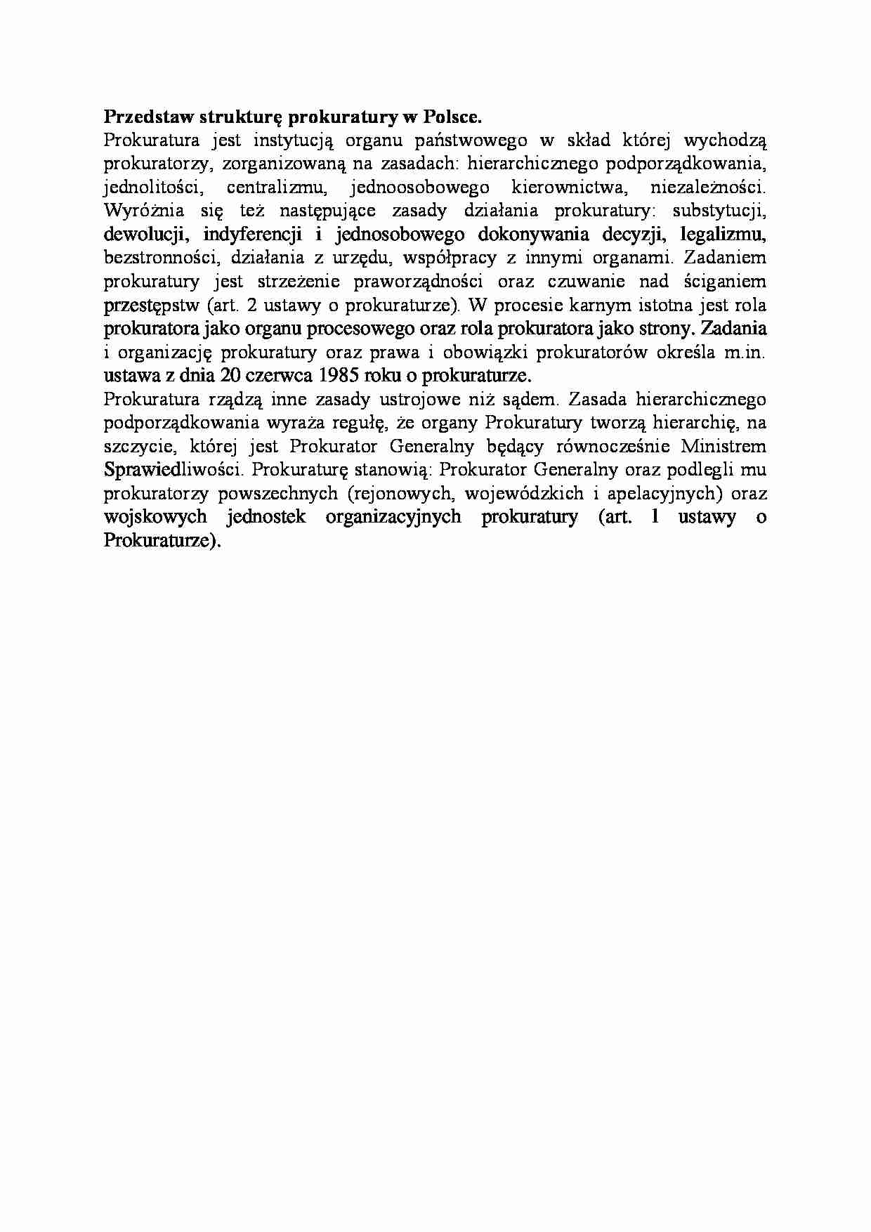 Struktura prokuratury w Polsce-opracowanie - strona 1