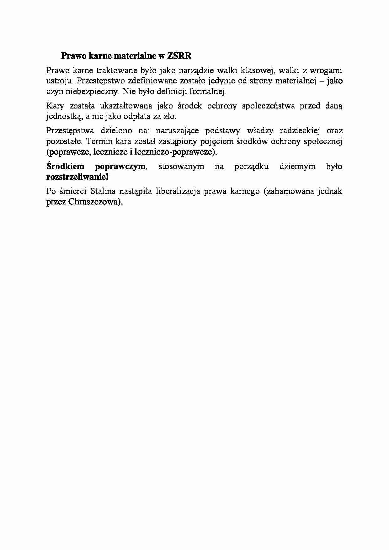 Prawo karne materialne w ZSRR-opracowanie - strona 1