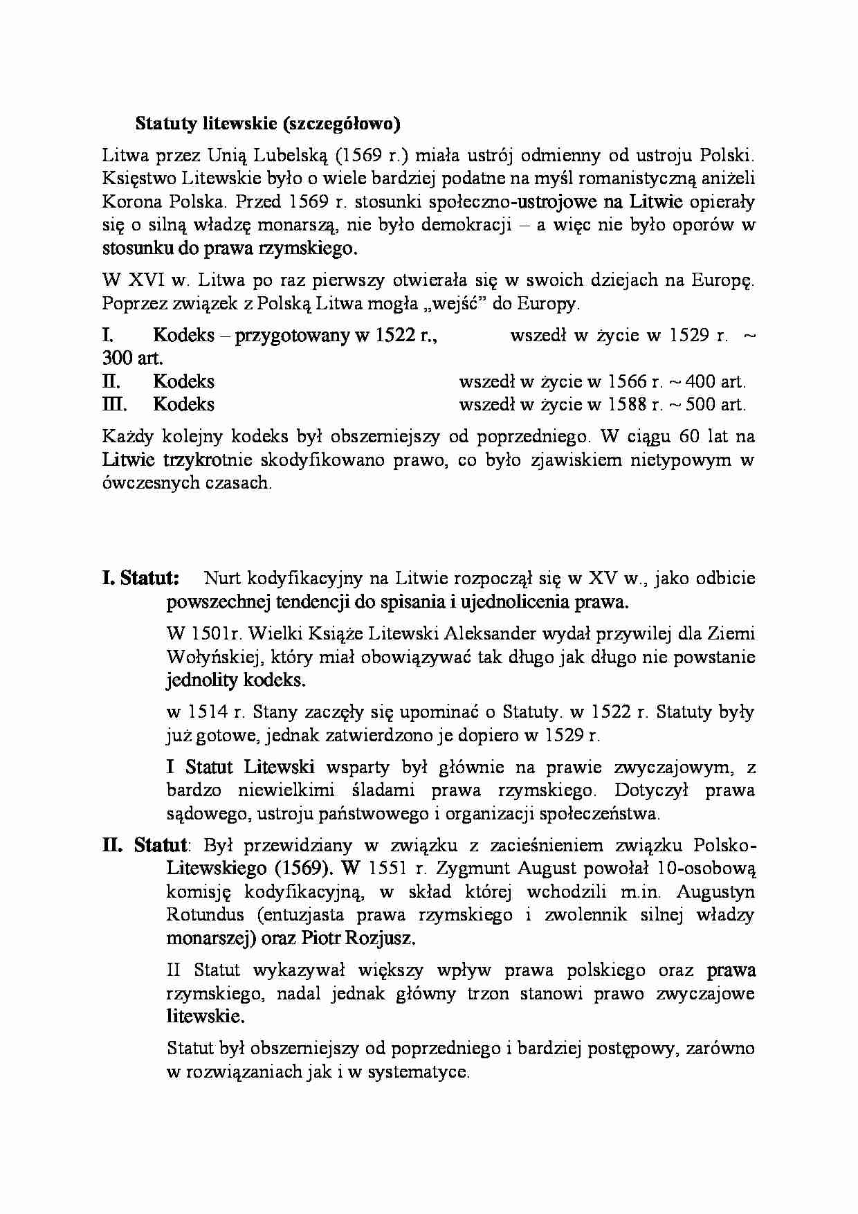 Statuty litewskie-opracowanie - strona 1