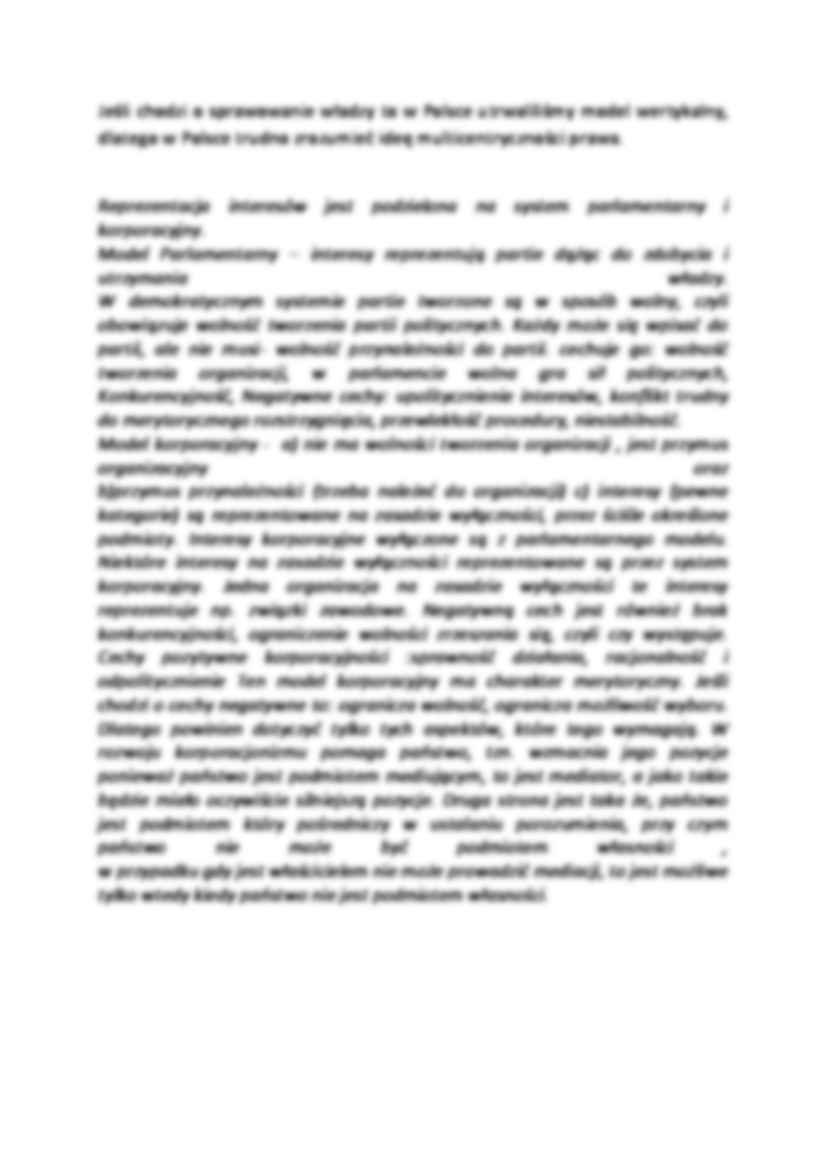 Parlamentarny a korporacyjny model reprezentacji interesów-opracowanie - strona 2