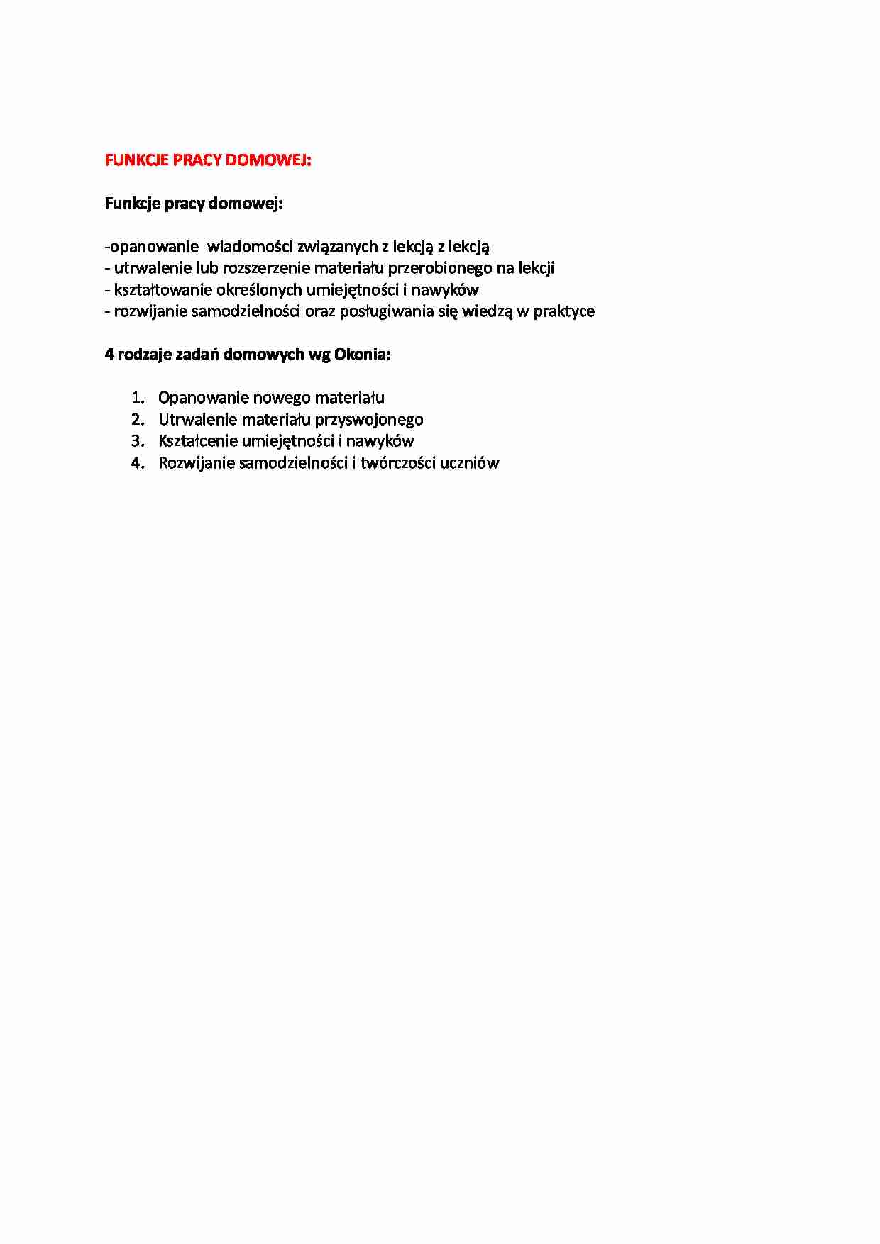Funkcje pracy domowej-opracowanie - strona 1