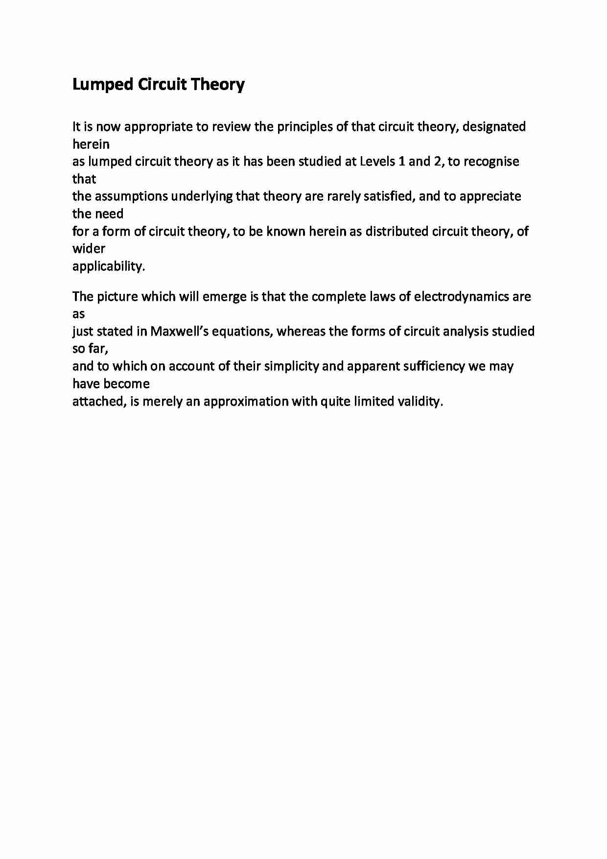 Lumped Circuit Theory - wykład - strona 1
