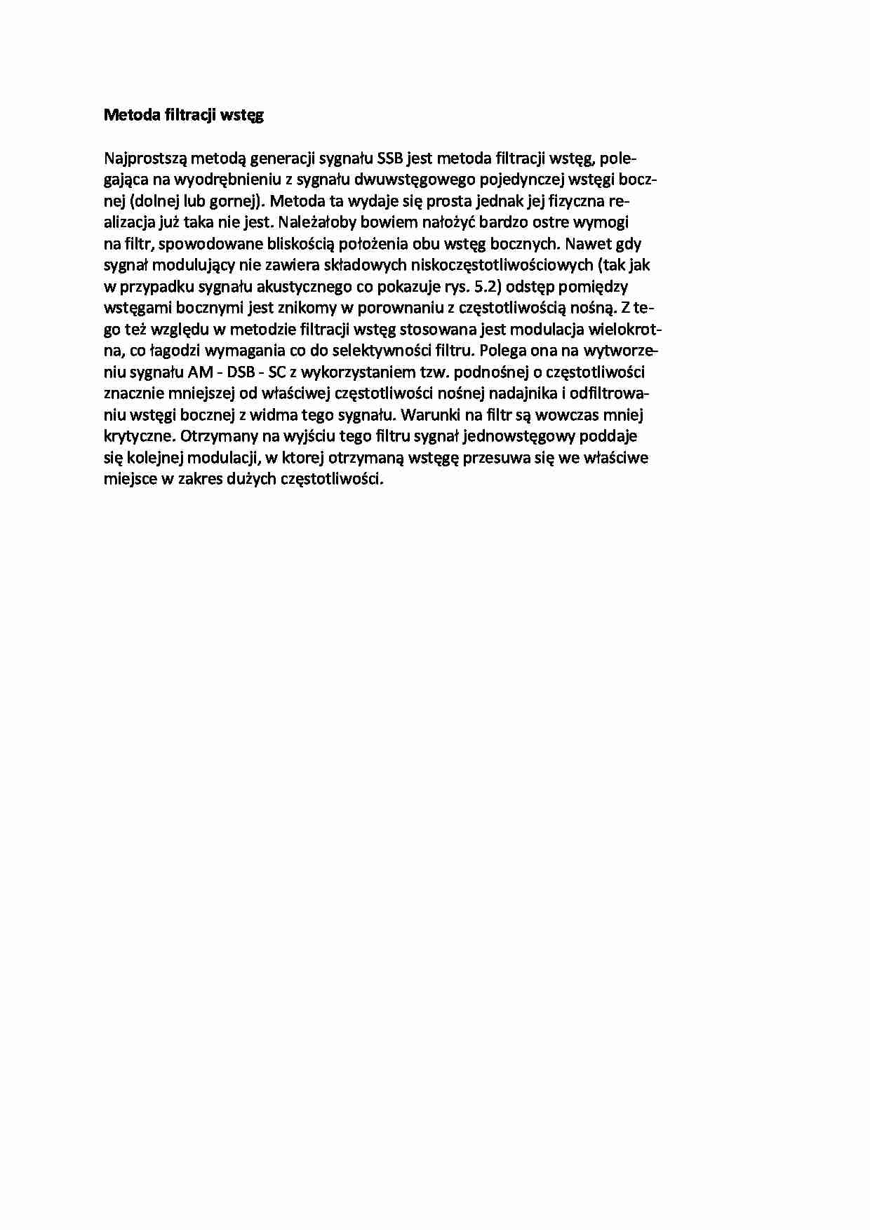 Metoda filtracji wstęg - wykład - strona 1