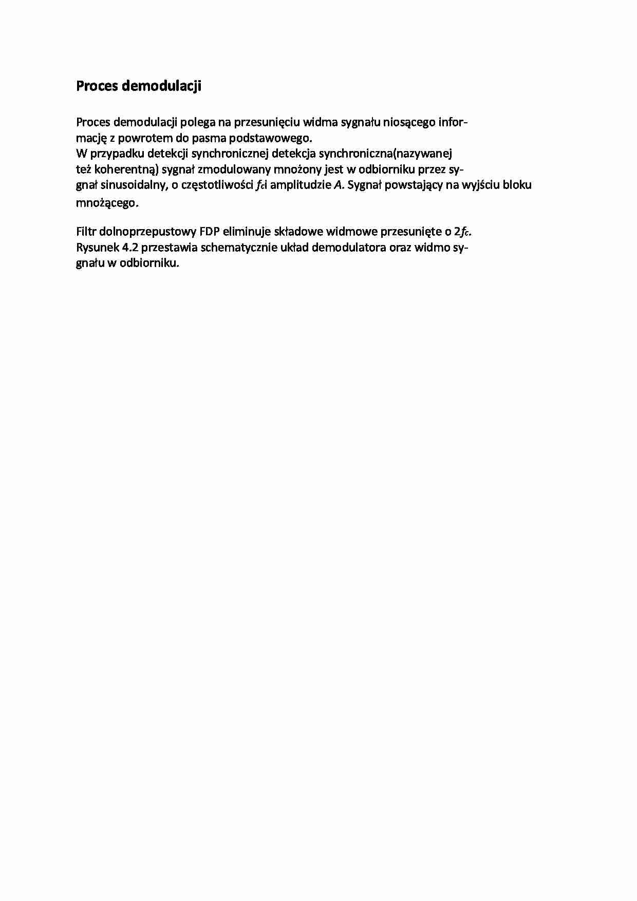 Proces demodulacji - opracowanie - strona 1