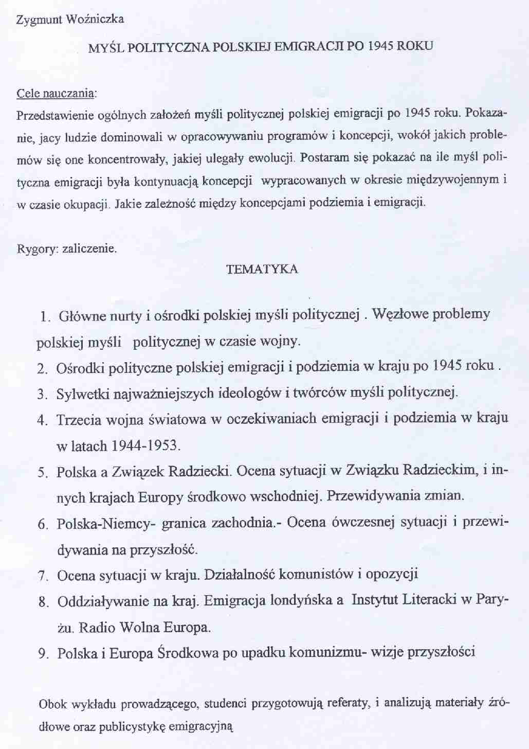 Myśl polityczna polskiej emigracji po 1945roku - strona 1