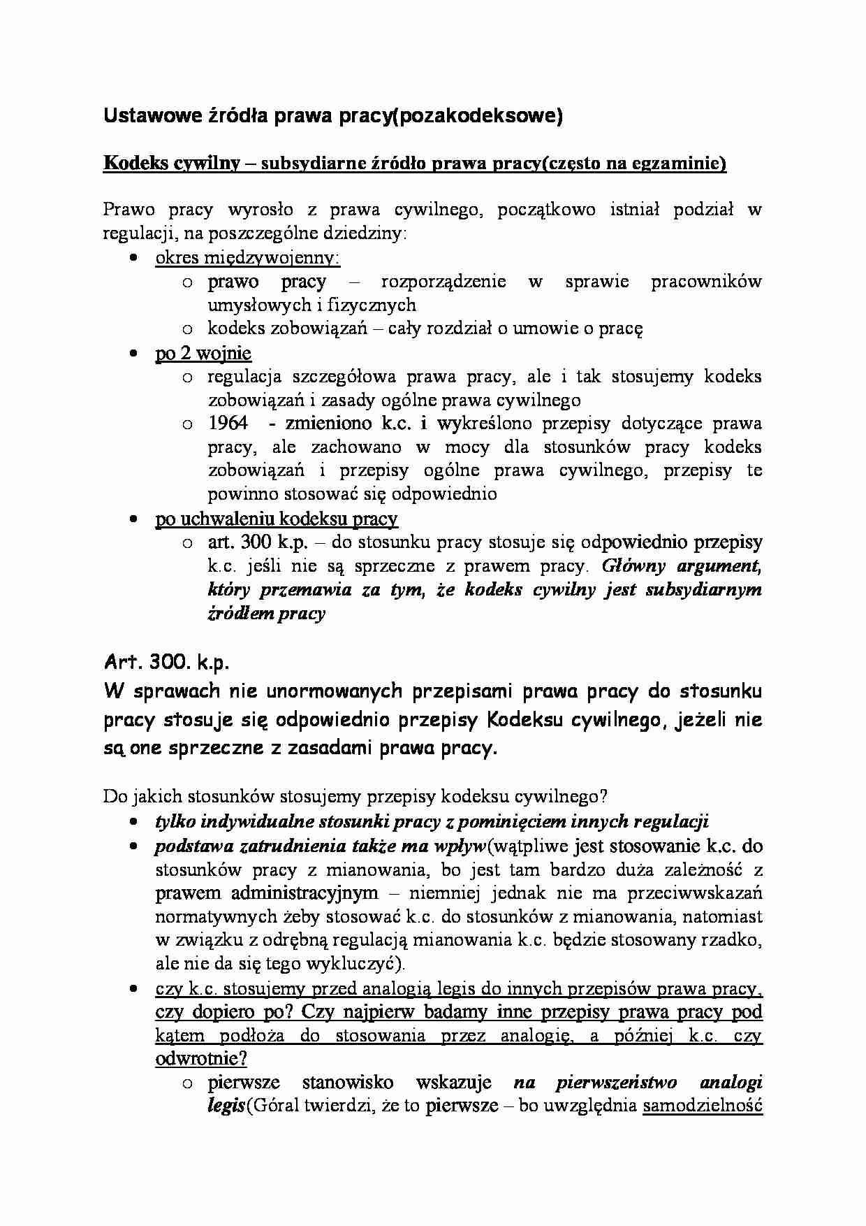 Ustawowe źródła prawa pracy - strona 1