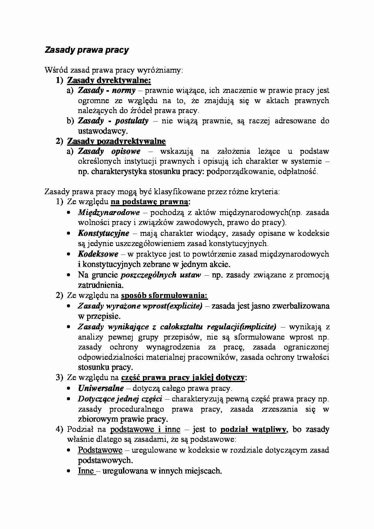 Zasady prawa pracy - strona 1
