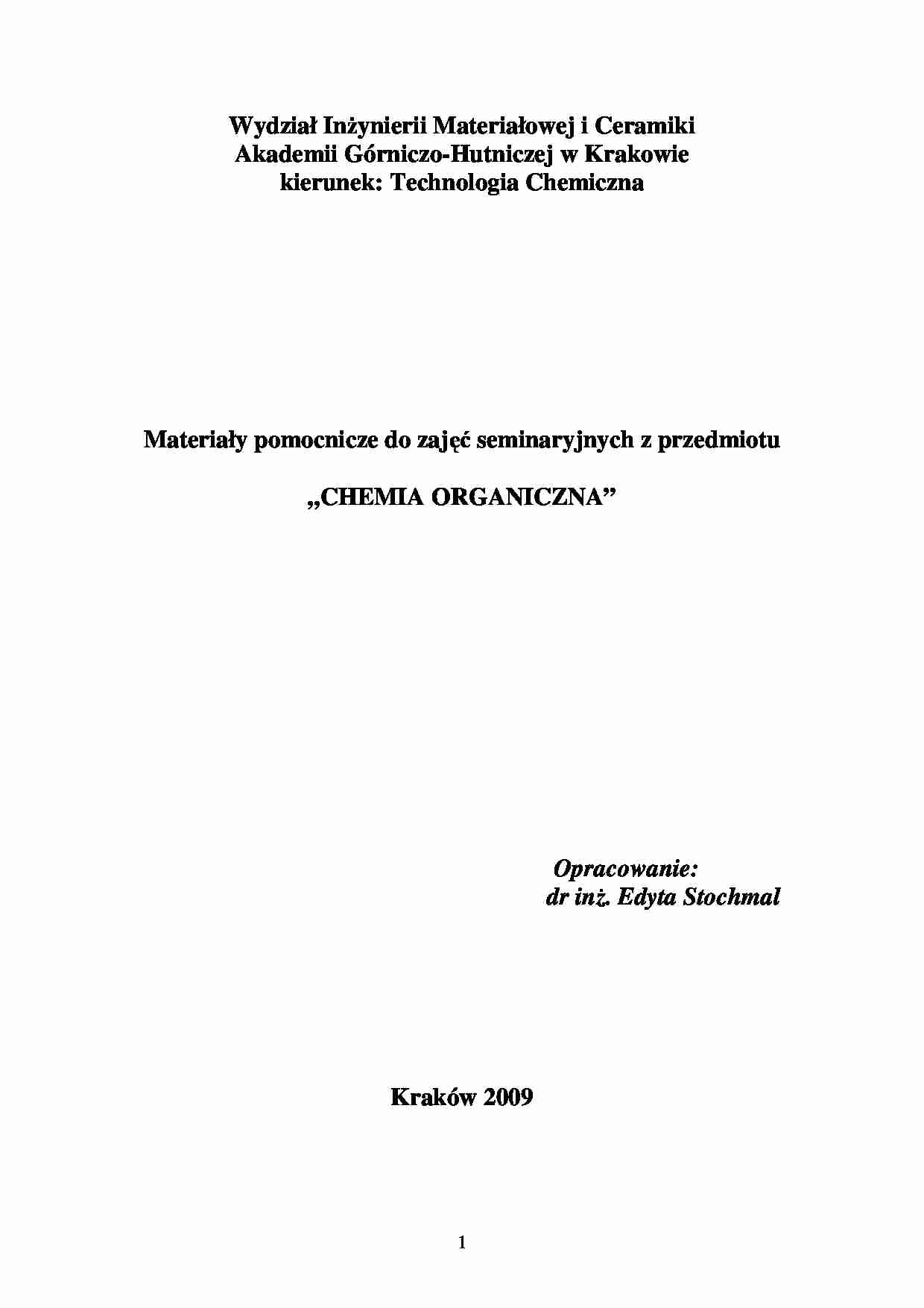 Chemia organiczna - materialy do seminarium - strona 1