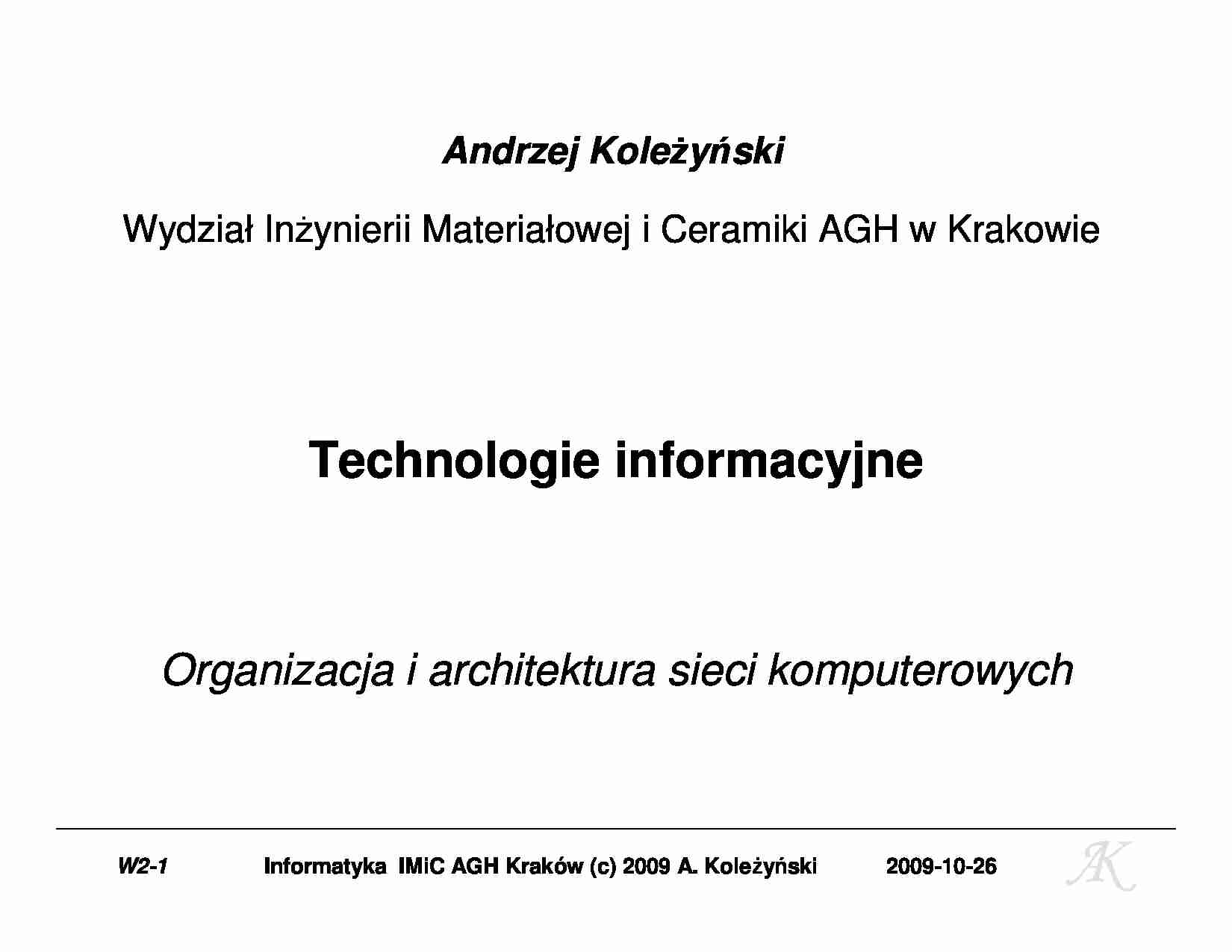 Architektura sieci informatycznych - omówienie - strona 1