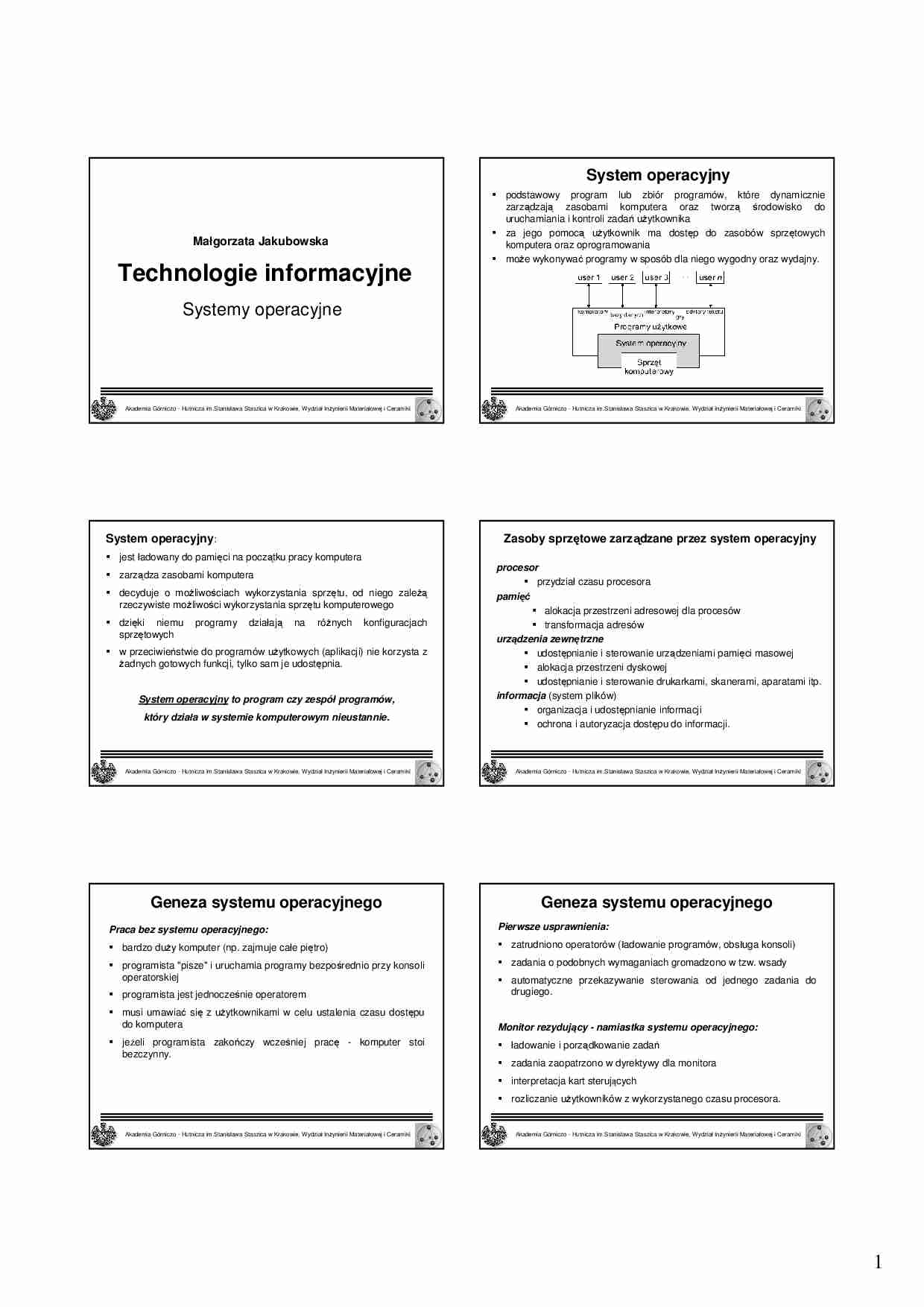 Systemy operacyjne - omówienie - strona 1