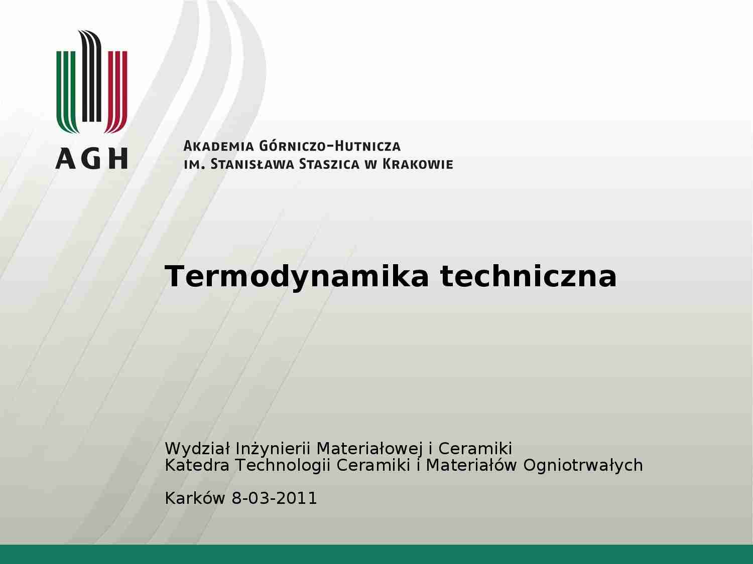 Termodynamika techniczna - omówienie - strona 1