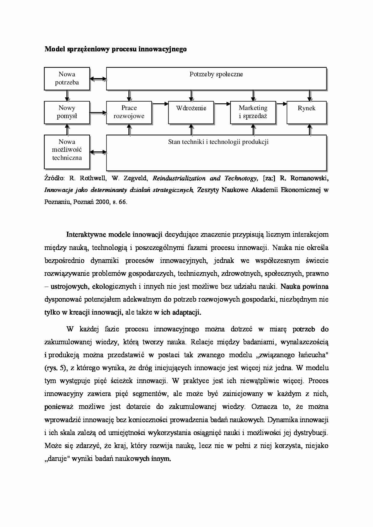 Model sprzężeniowy procesu innowacyjnego - wykład - strona 1