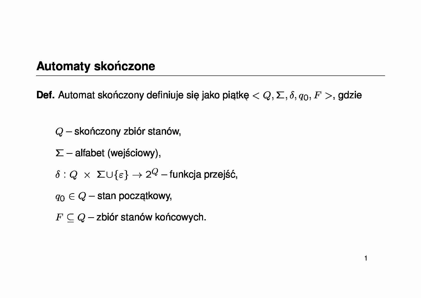 Automaty skończone (skończenie stanowe) - strona 1