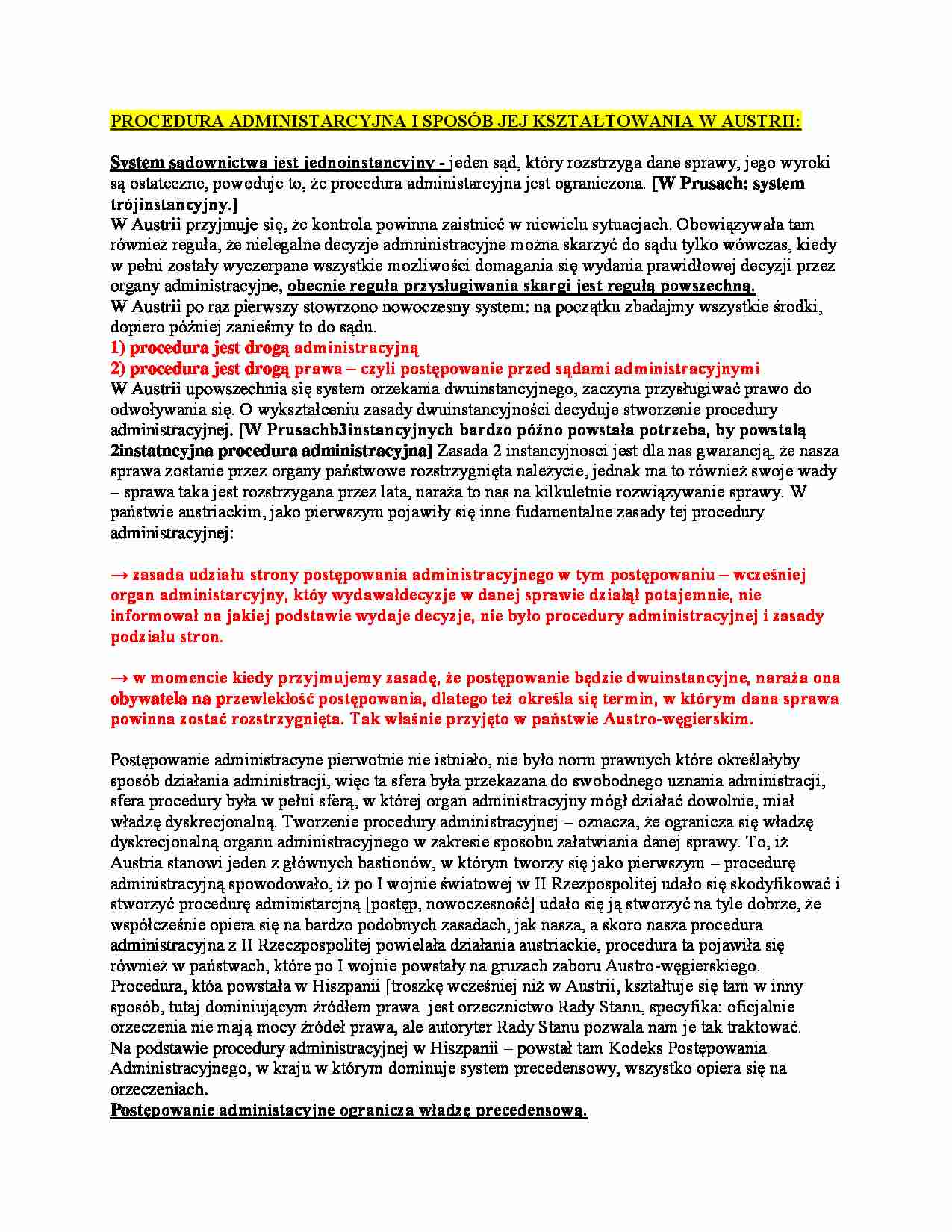 Wykład - procedura administracyjna Austrii - strona 1