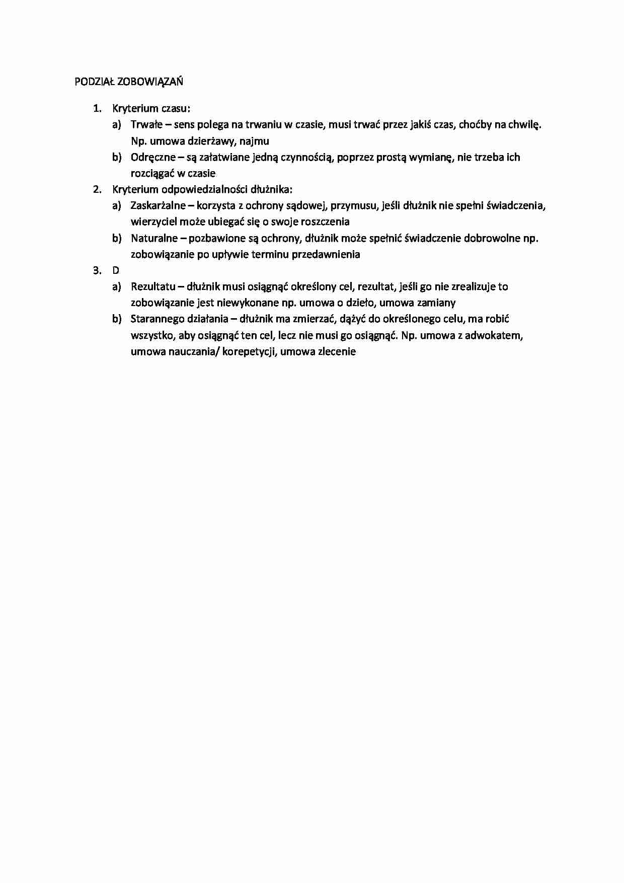 Wykład - podzial zobowiązań (I sem) - strona 1