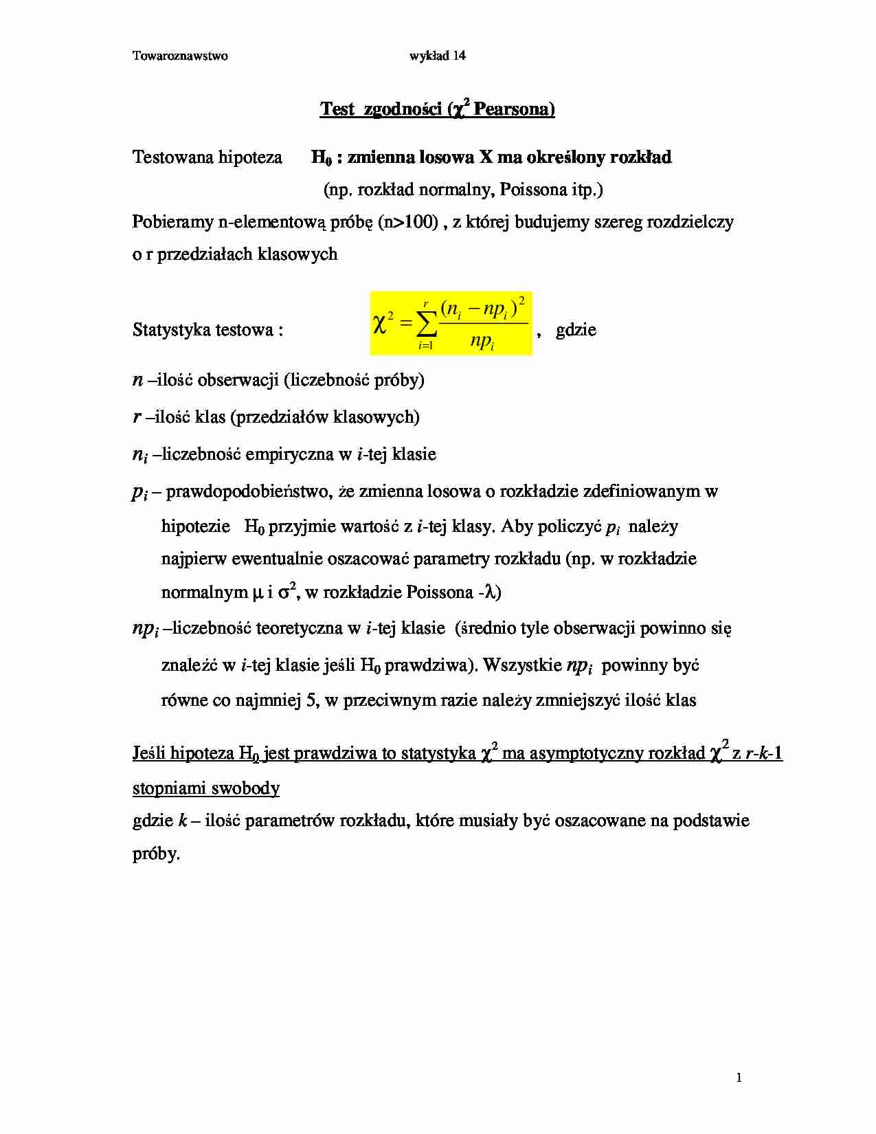 Test  zgodnosci (x2 Pearsona) (SEM IV) - strona 1