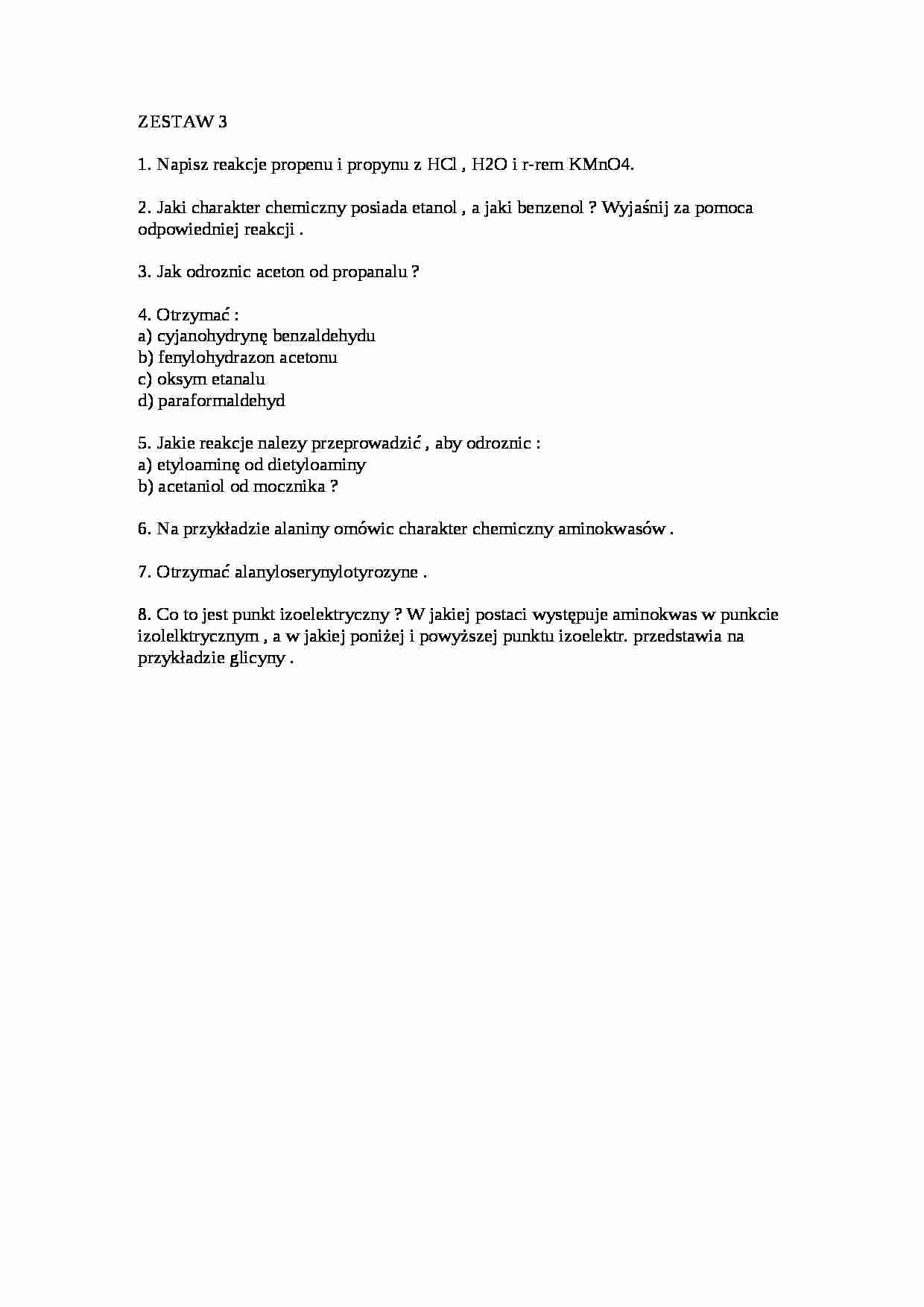 Kolokwium węglowodory (sem II)  - Aceton - strona 1