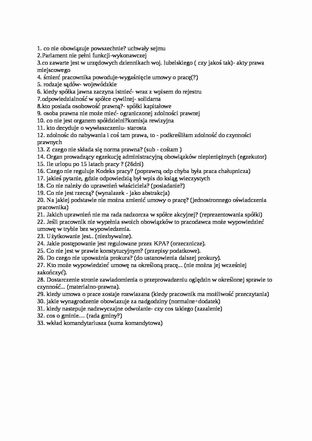 Prawo - zagadnienia na  egzamin(sem I) - strona 1