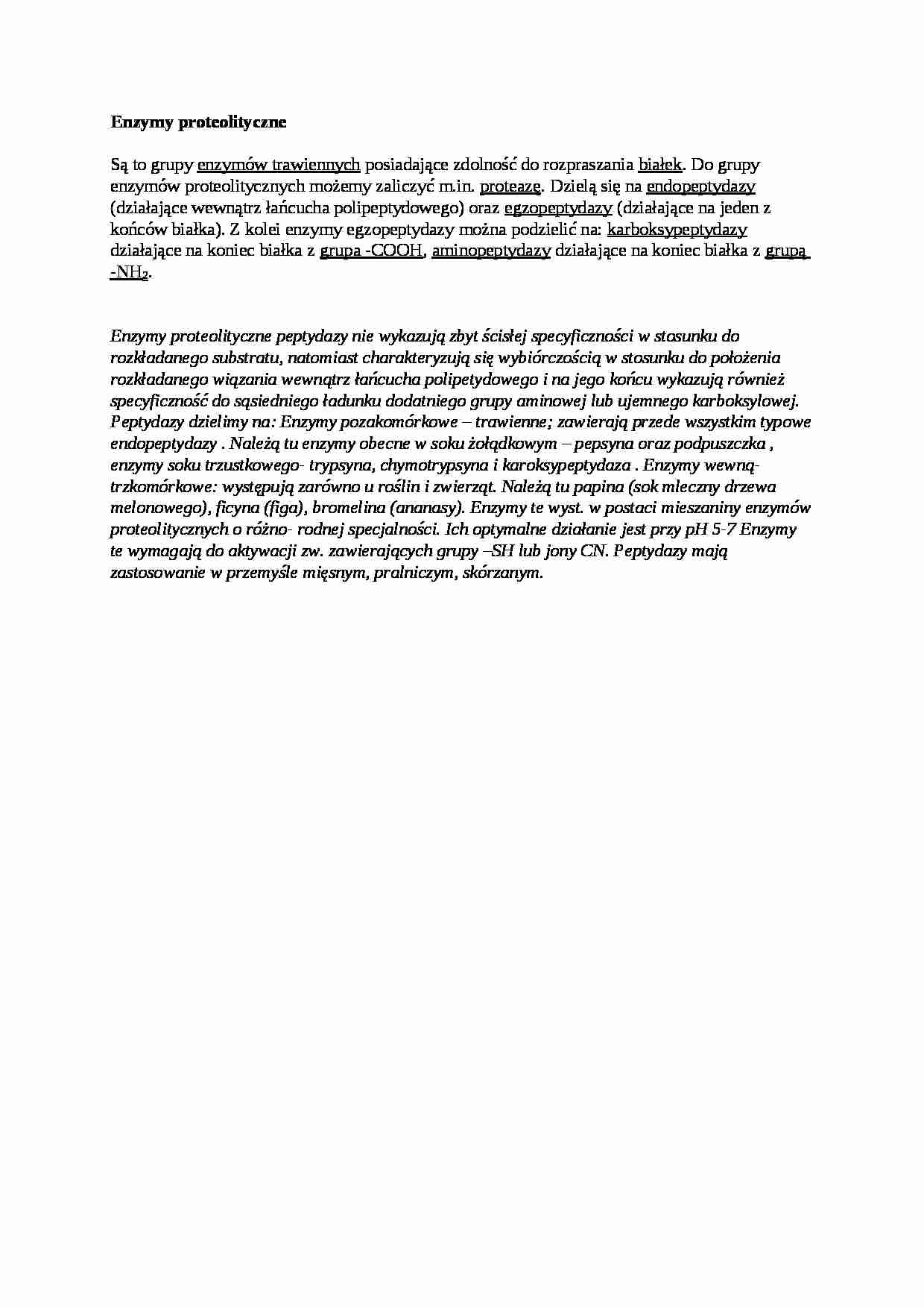 Enzymy proteolityczne - wykład - strona 1