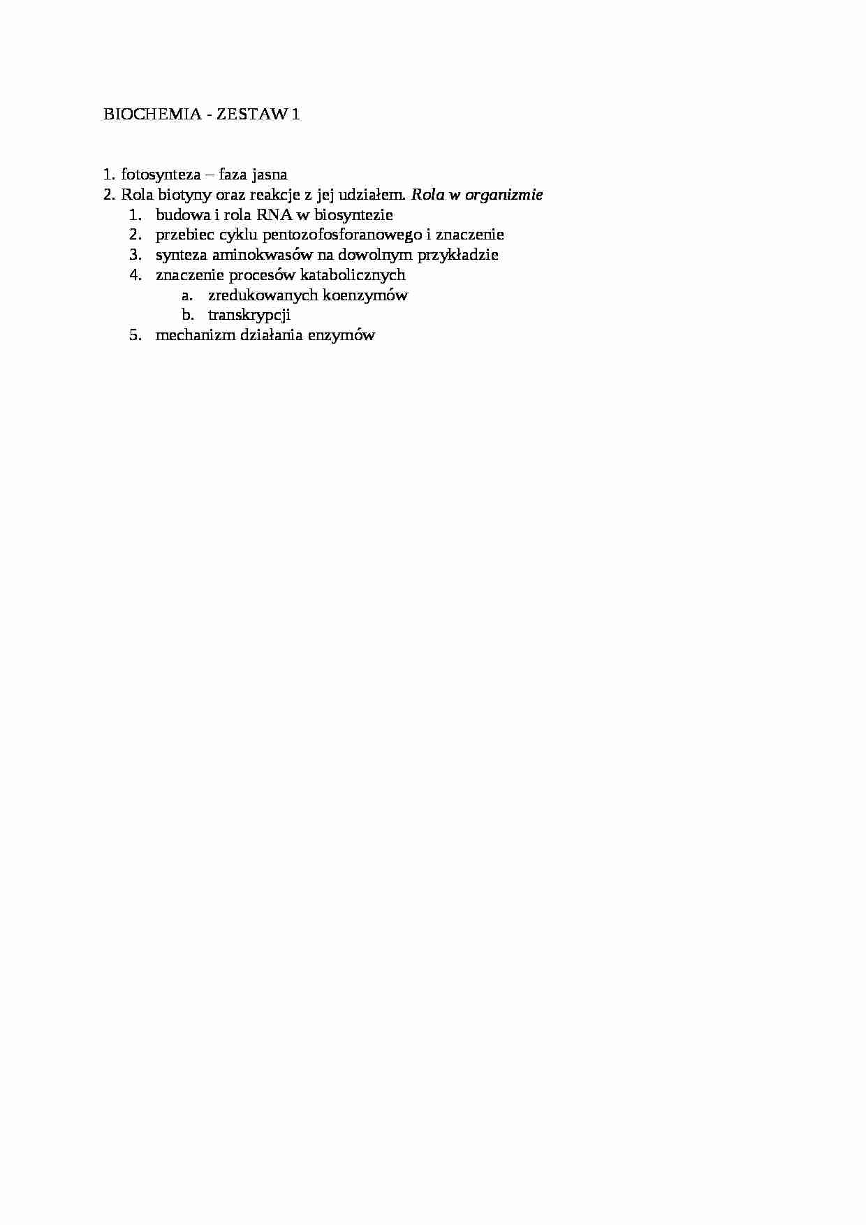 Biochemia egzamin, sem III - Fotosynteza - strona 1