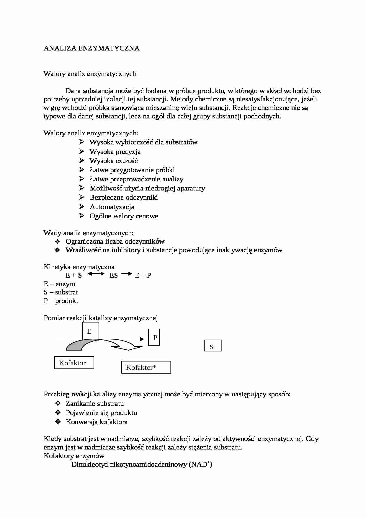 Analiza enzymatyczna, sem VI - strona 1