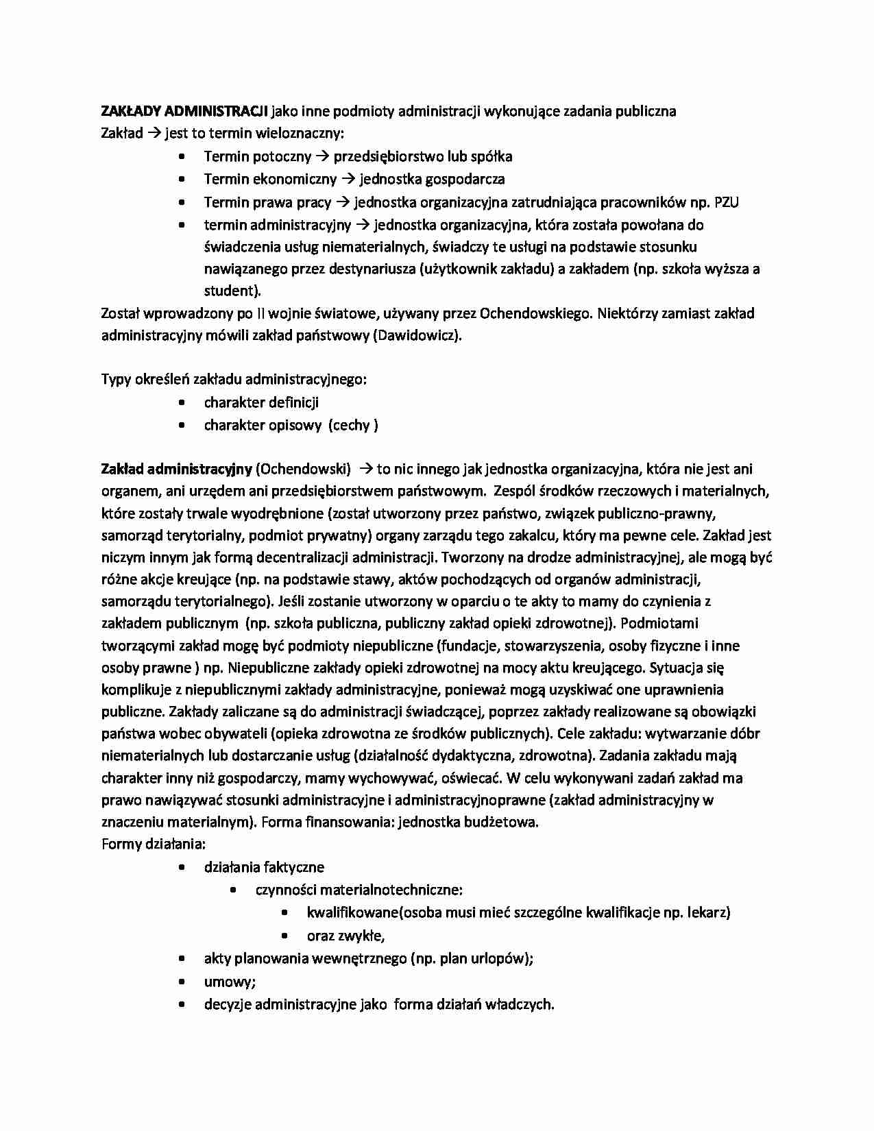 Zakład administracyjny - omówienie (II sem) - strona 1