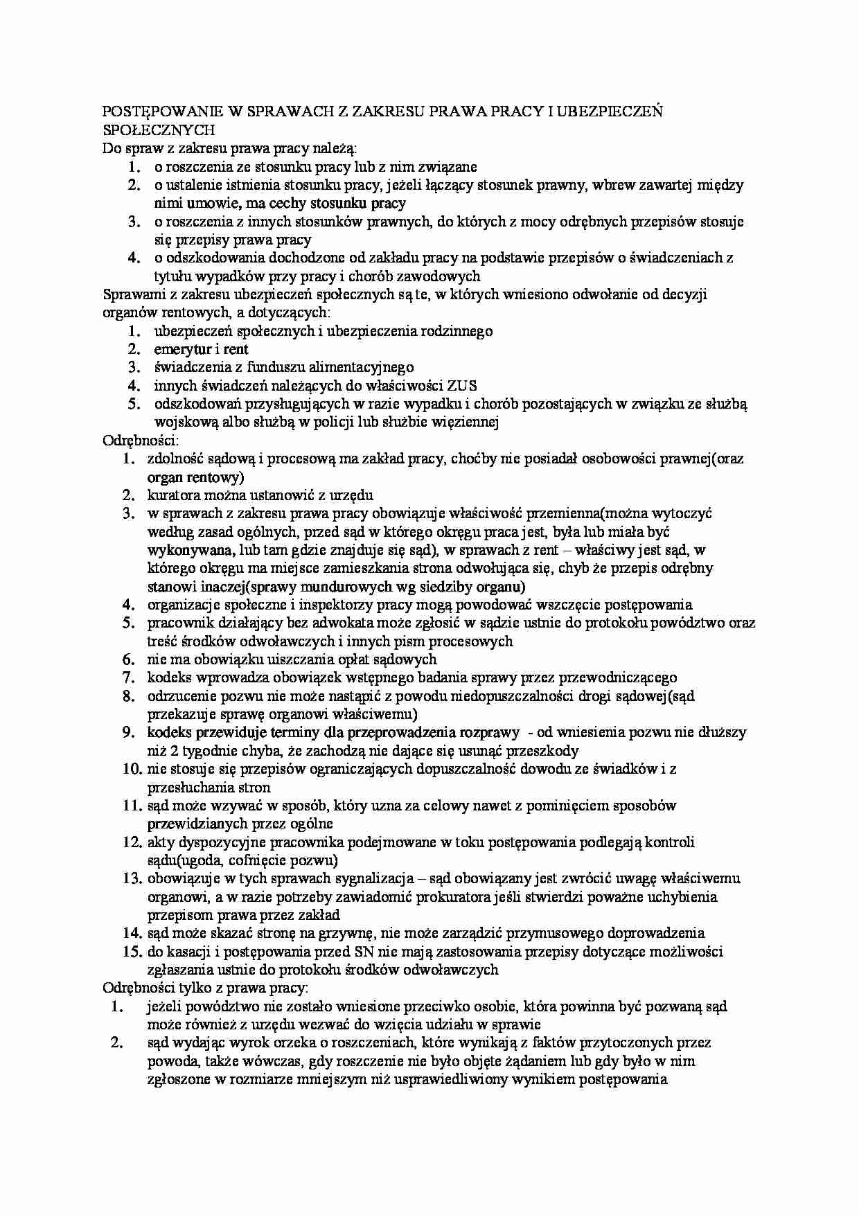 Postępowania z prawa pracy - omówienie - strona 1
